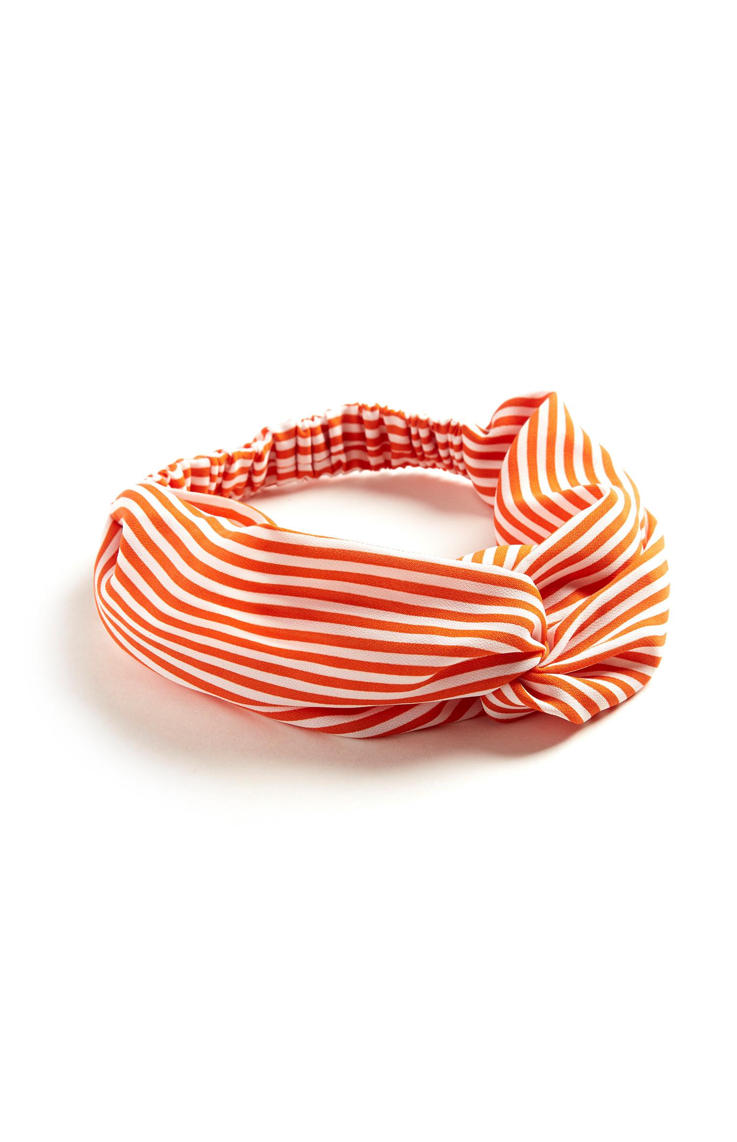 Bandolete estilo turbante riscas cor de laranja