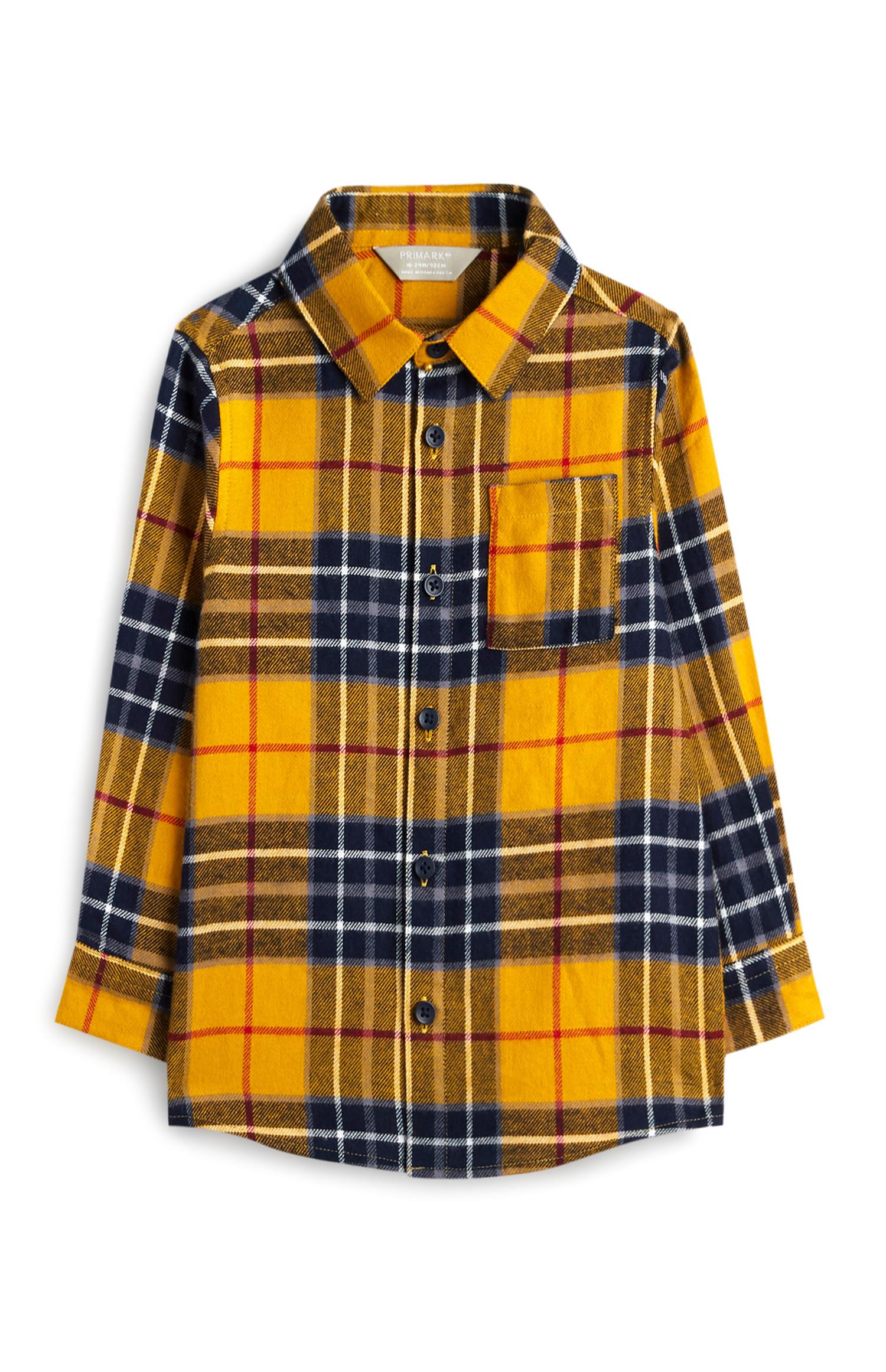 Camisa amarilla a cuadros para bebé niño