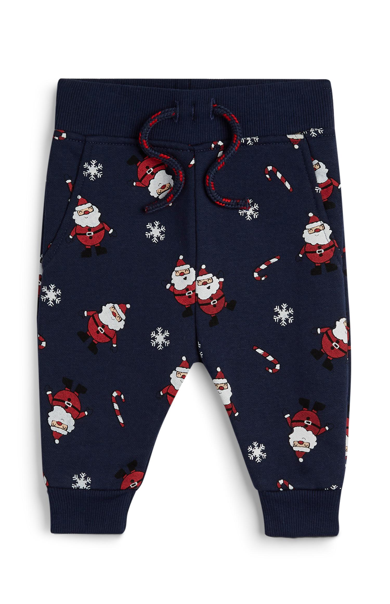 Leggings navideños azul marino de Papá Noel para bebé niño