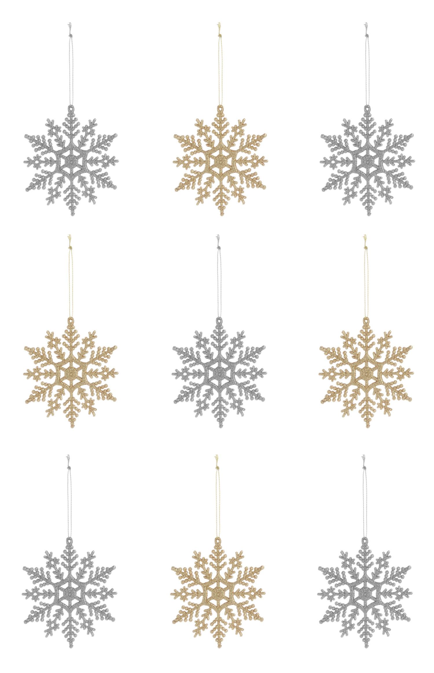 Pack de 9 adornos de copo de nieve