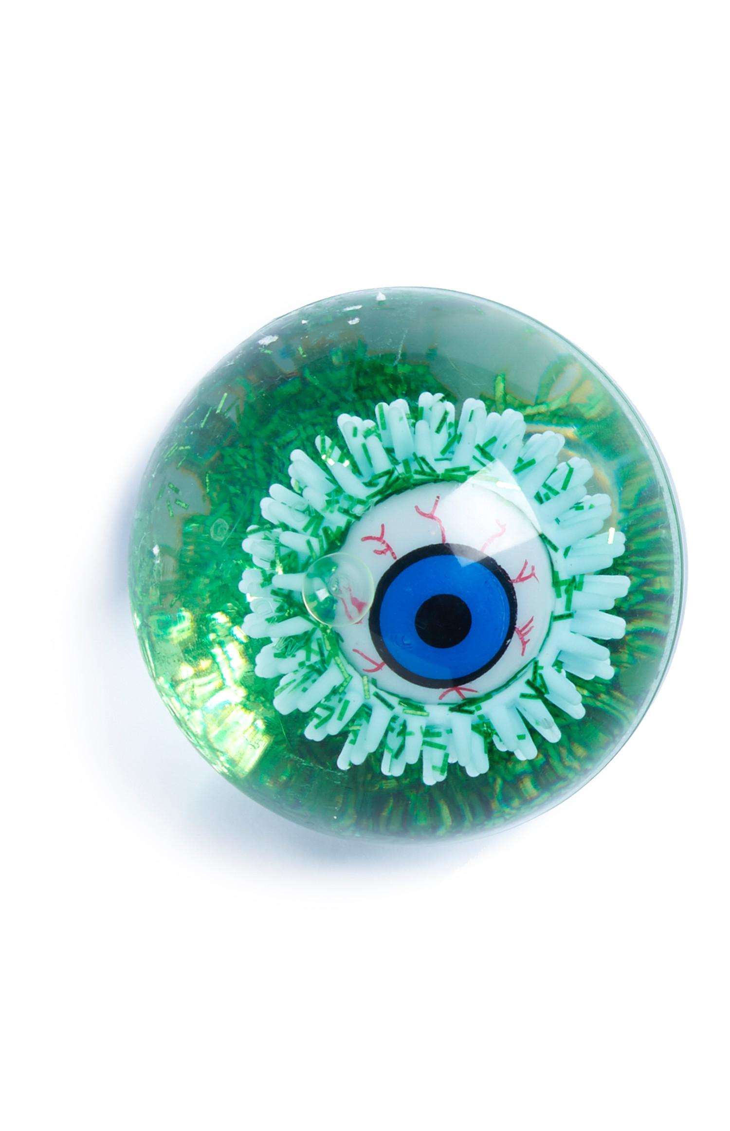 Pelota de goma verde con ojo