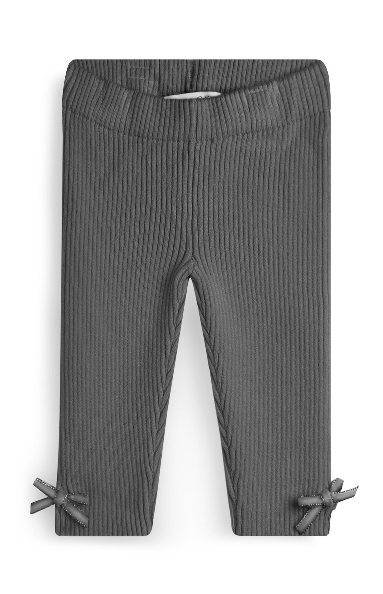 Leggings grises de punto para bebé niña