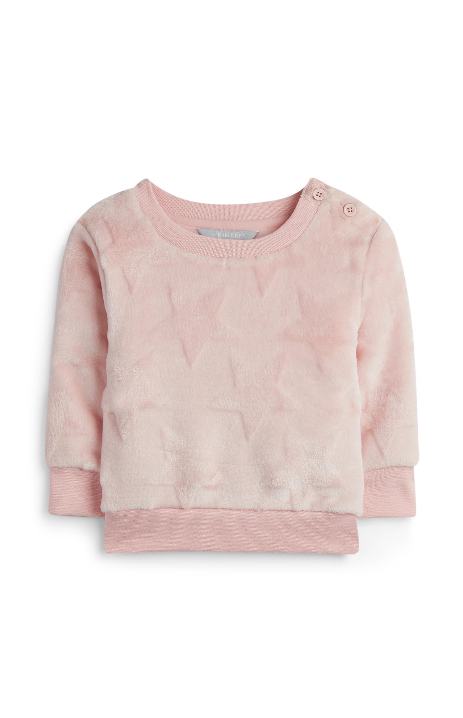 Rožnat dekliški pulover iz flisa za dojenčke