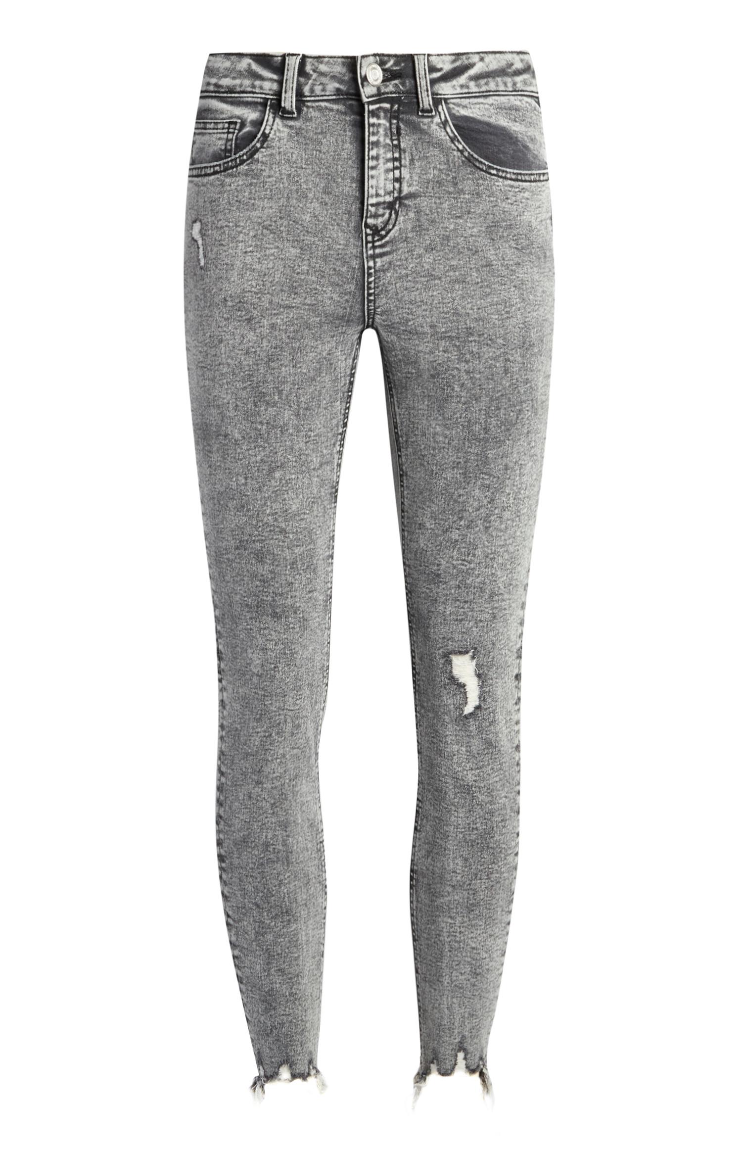 Sive melirane v gležnjih raztrgane kavbojke