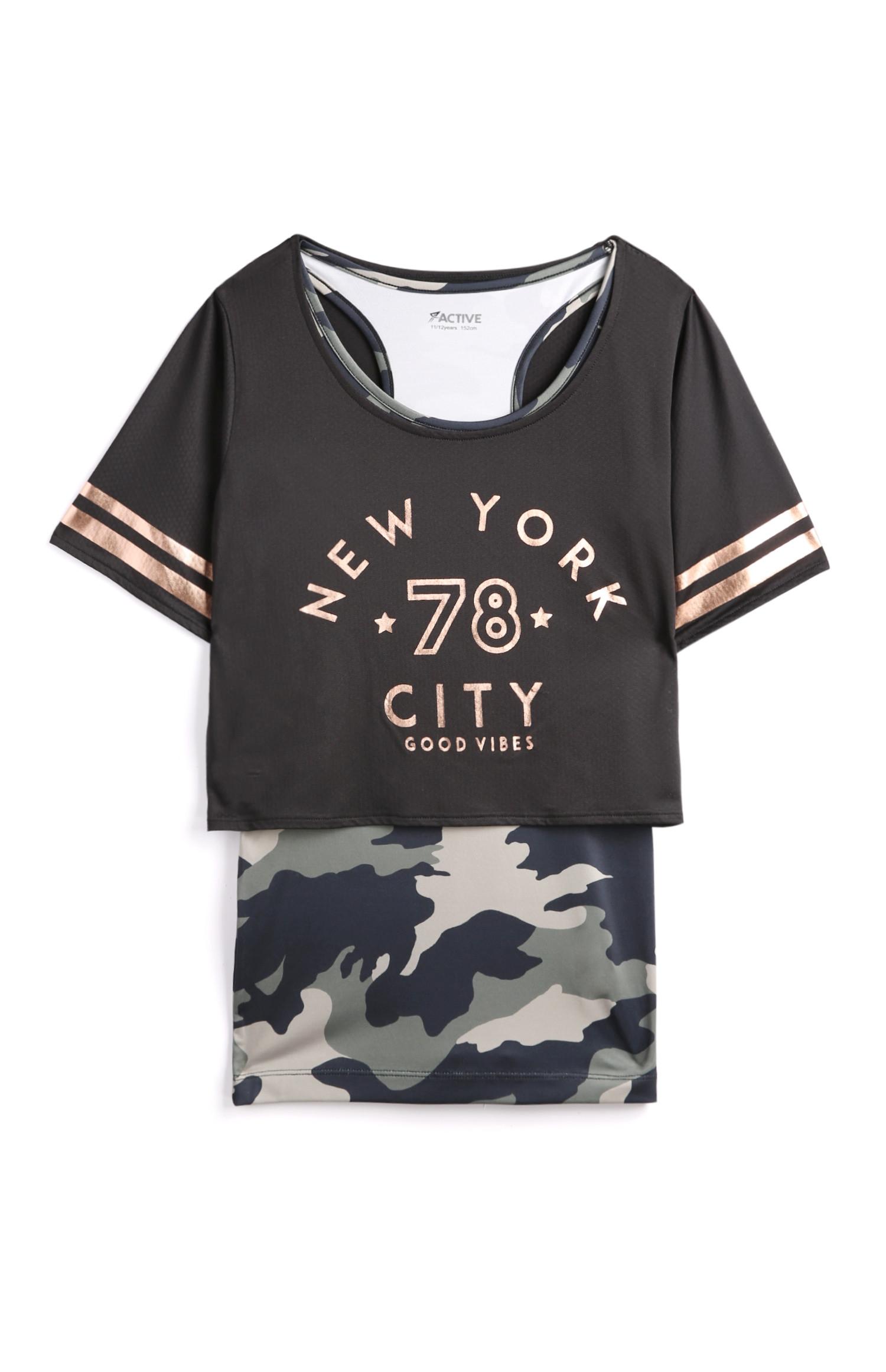 Camiseta de camuflaje de doble capa para niña mayor