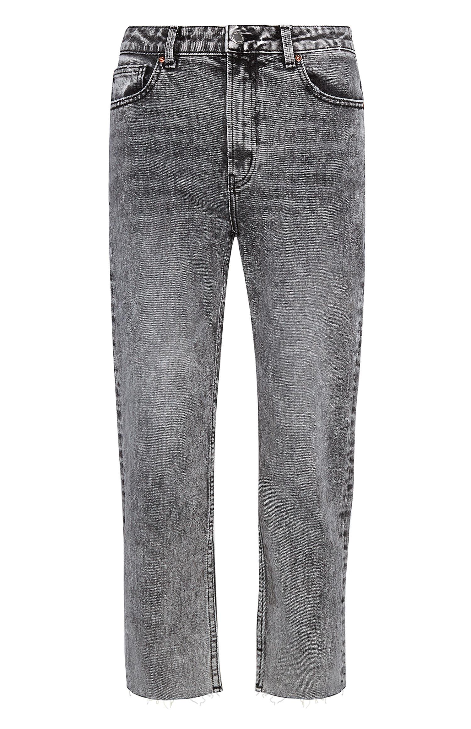 Calças ganga corte direito lavagem vintage cinzento