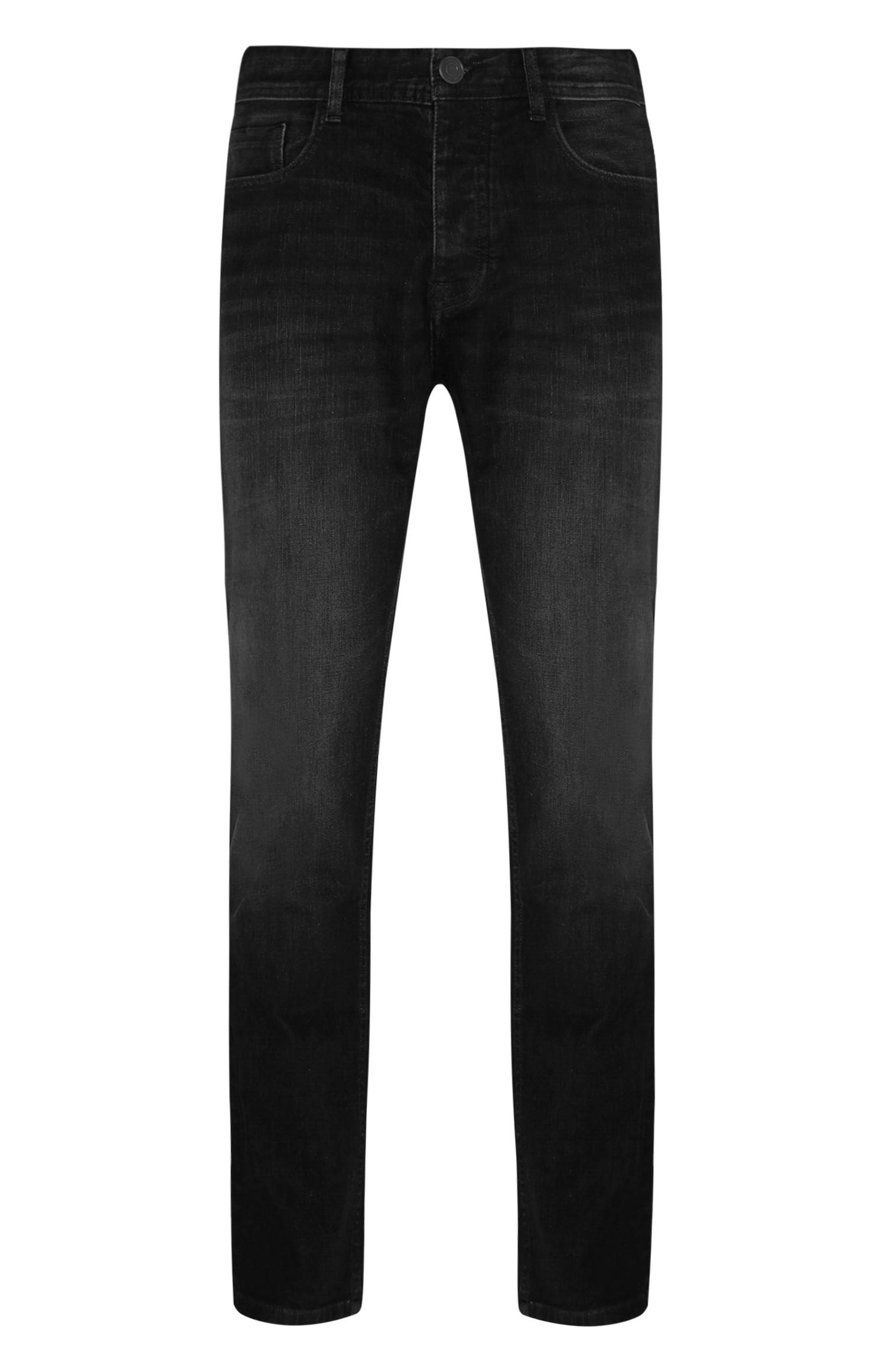 Calças ganga corte direito azul-escuro