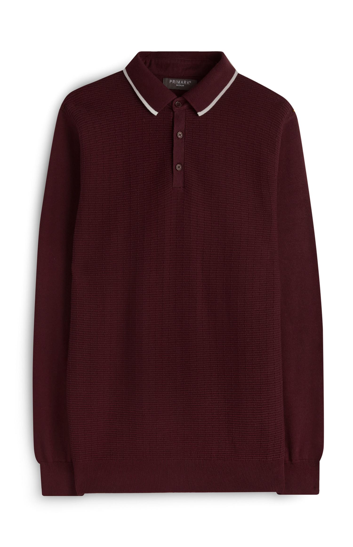 Polo bordeaux lavorata a maglia