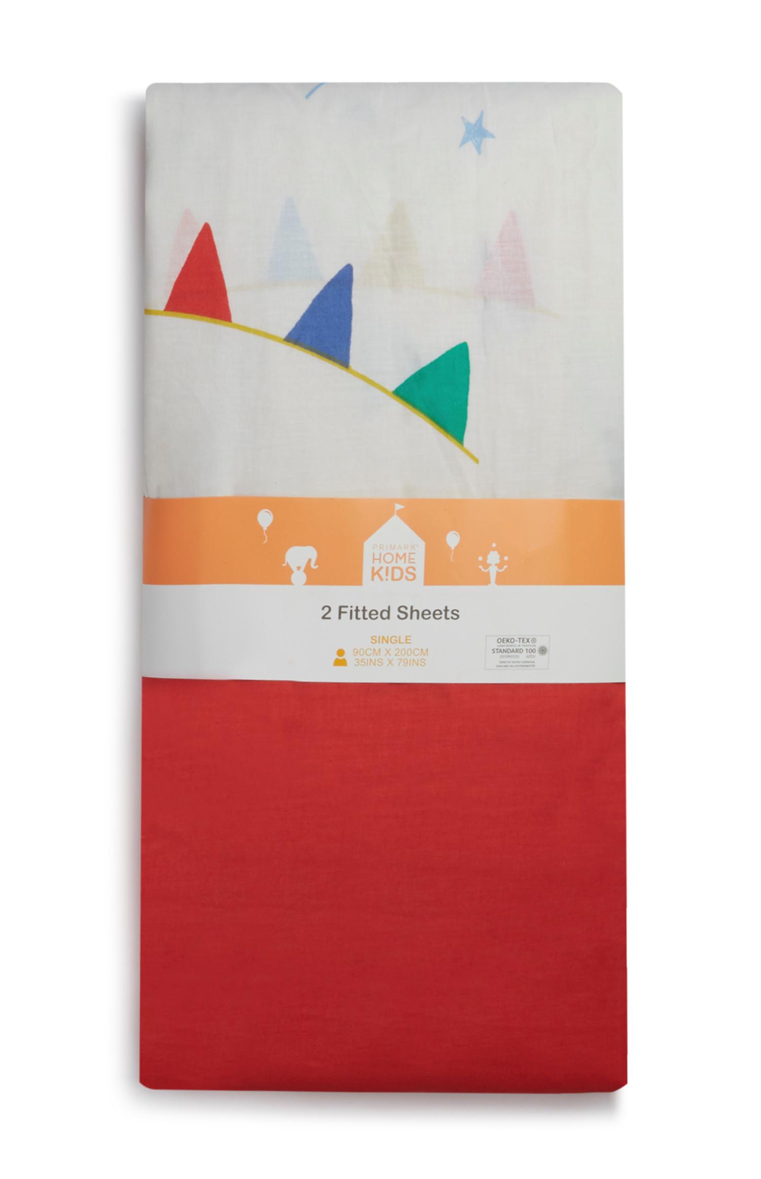 Otroška napenjalna rjuha s cirkuškim vzorcem, 2 kosa