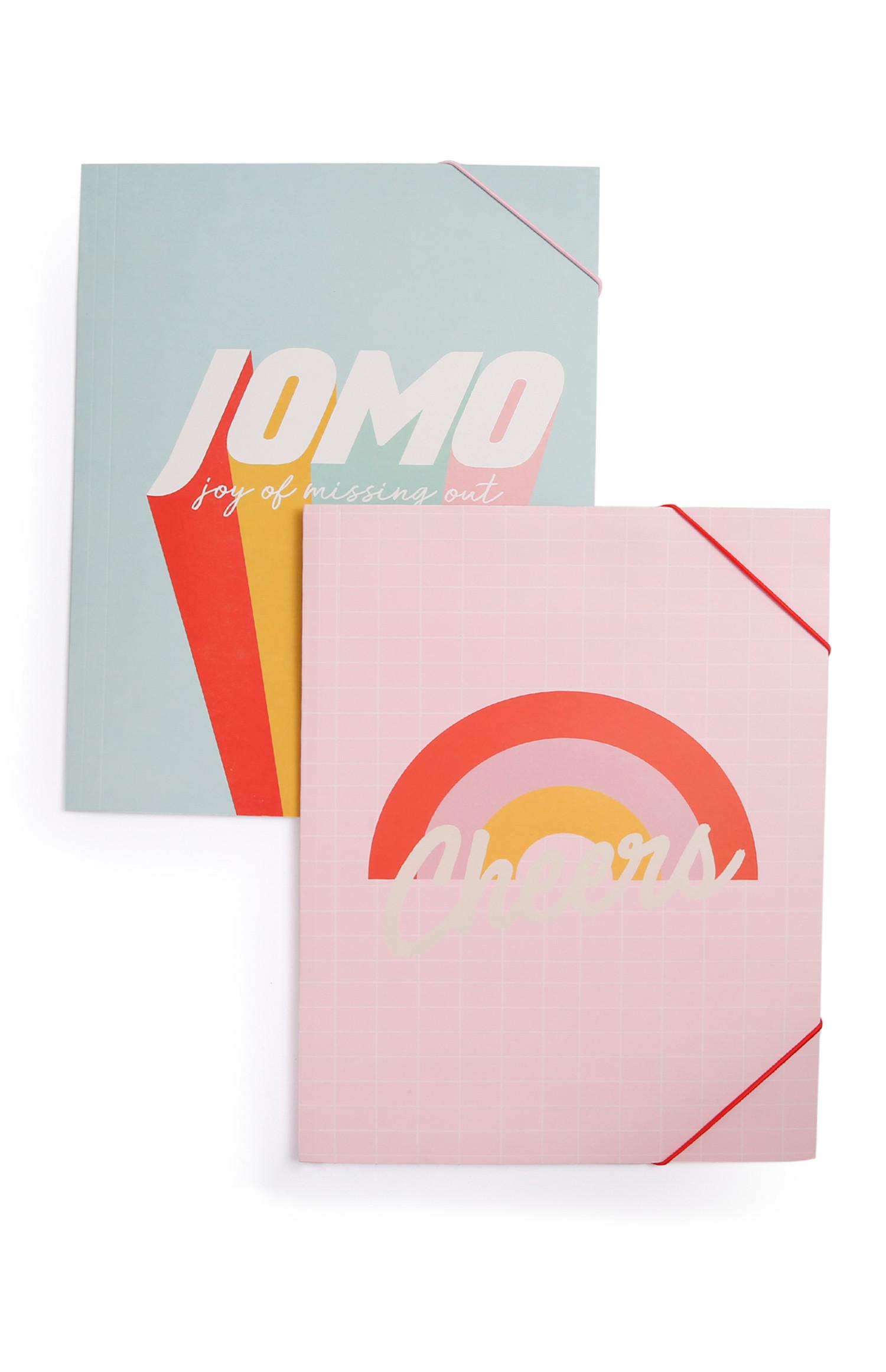 Conjunto de 2 carpetas A4 rosas con mensaje