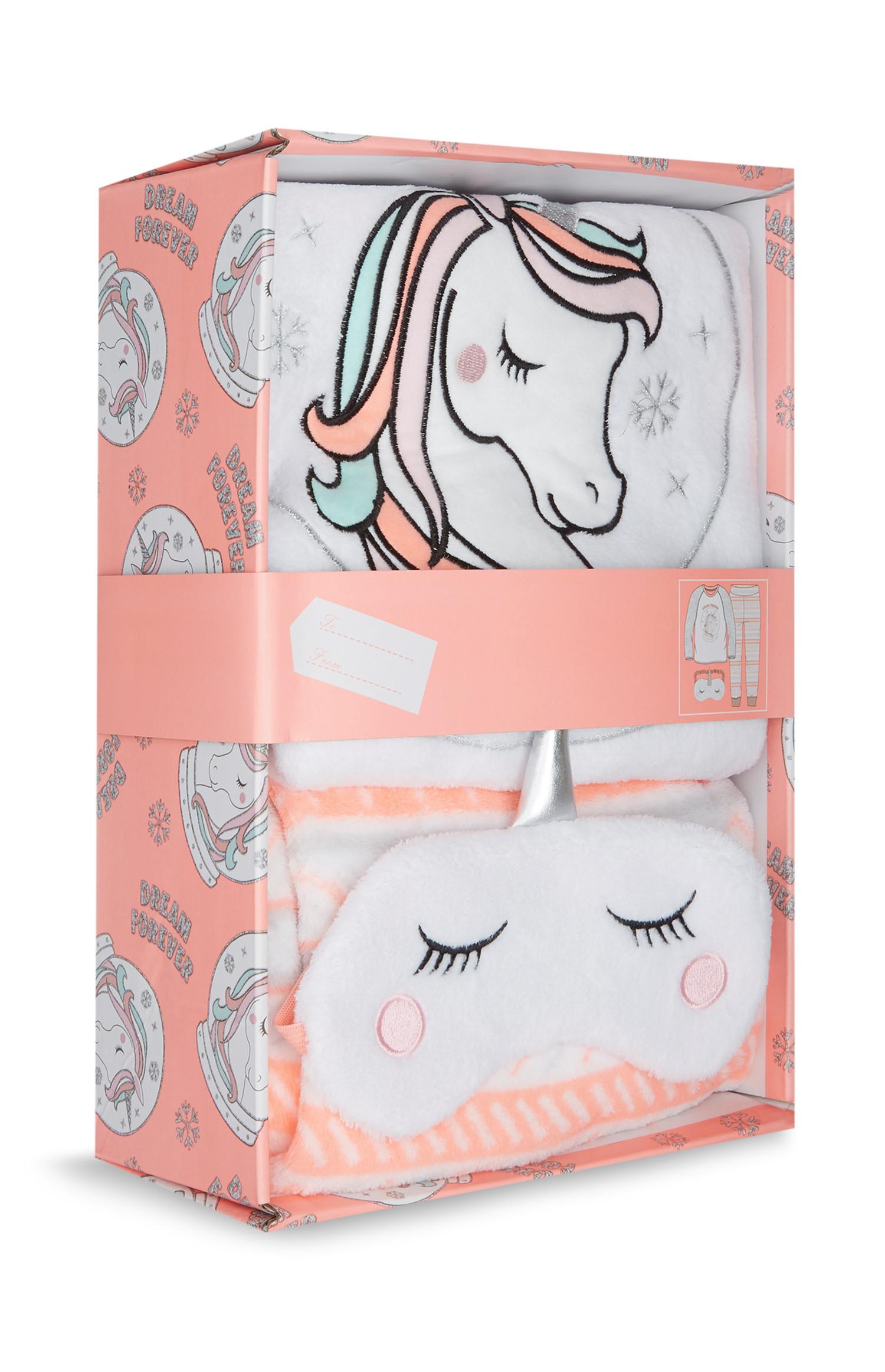 Caja regalo con pijama de unicornio