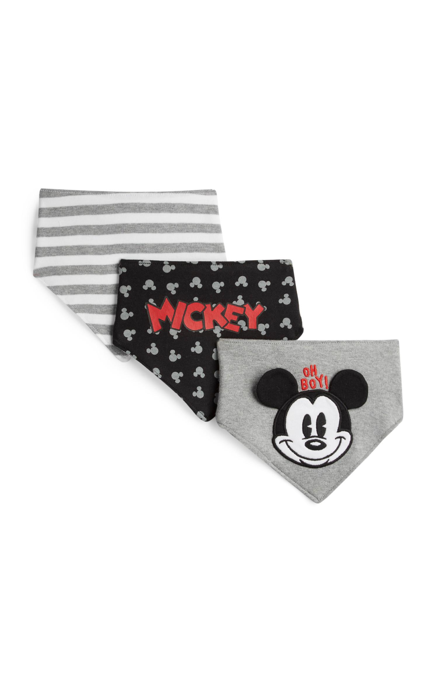 Pack de 3 baberos grises de Mickey Mouse