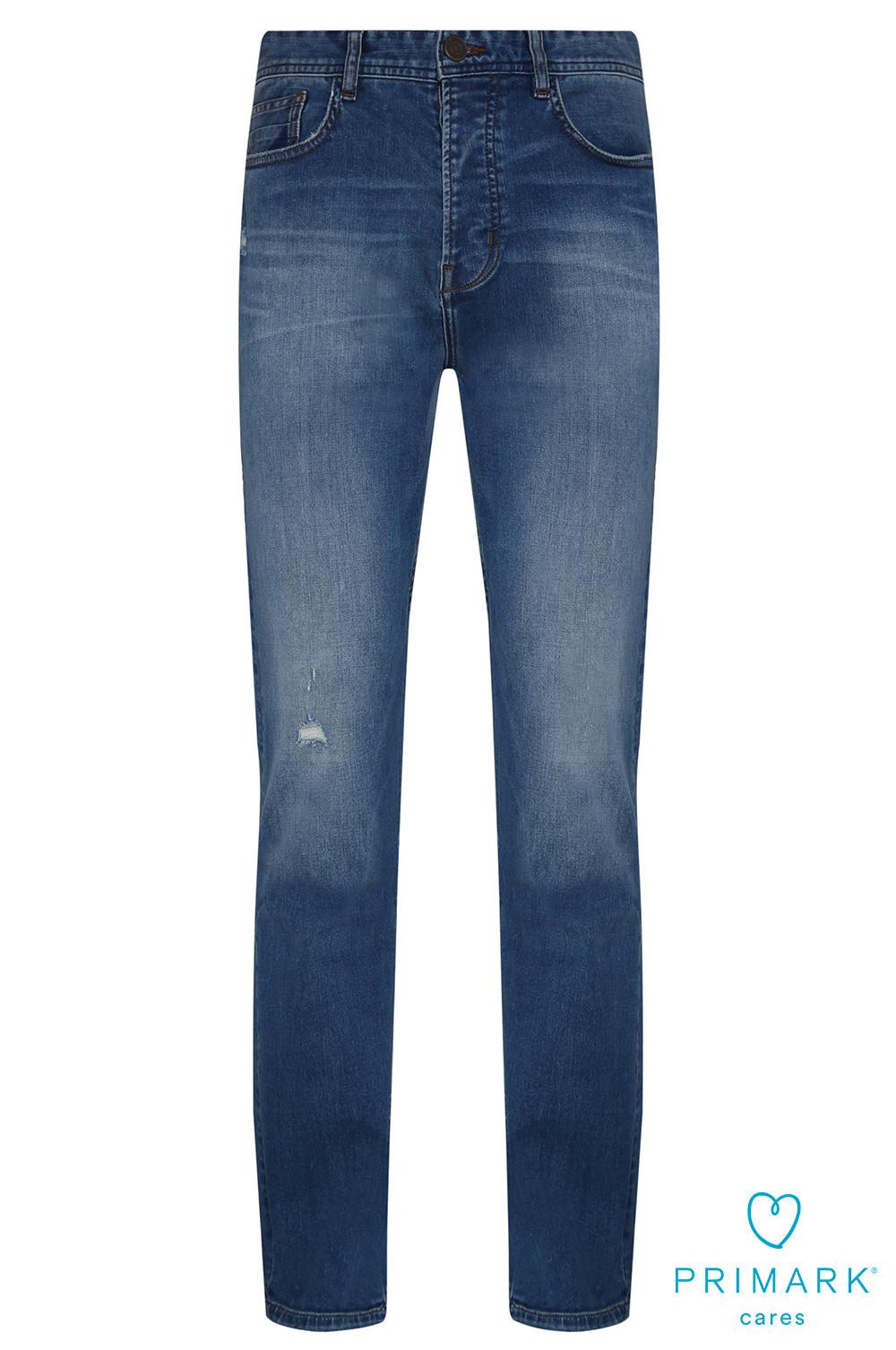 Calças ganga corte direito algodão sustentável azul