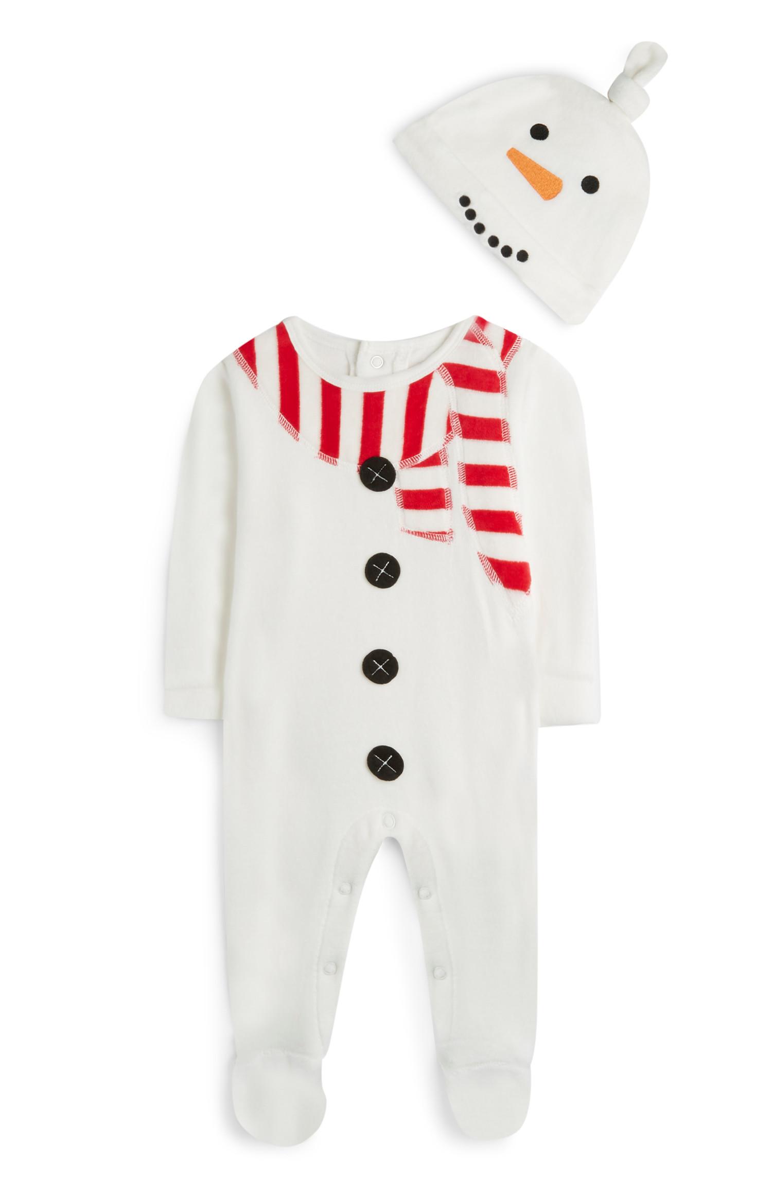 Traje de muñeco de nieve blanco con sombrero para bebé niño