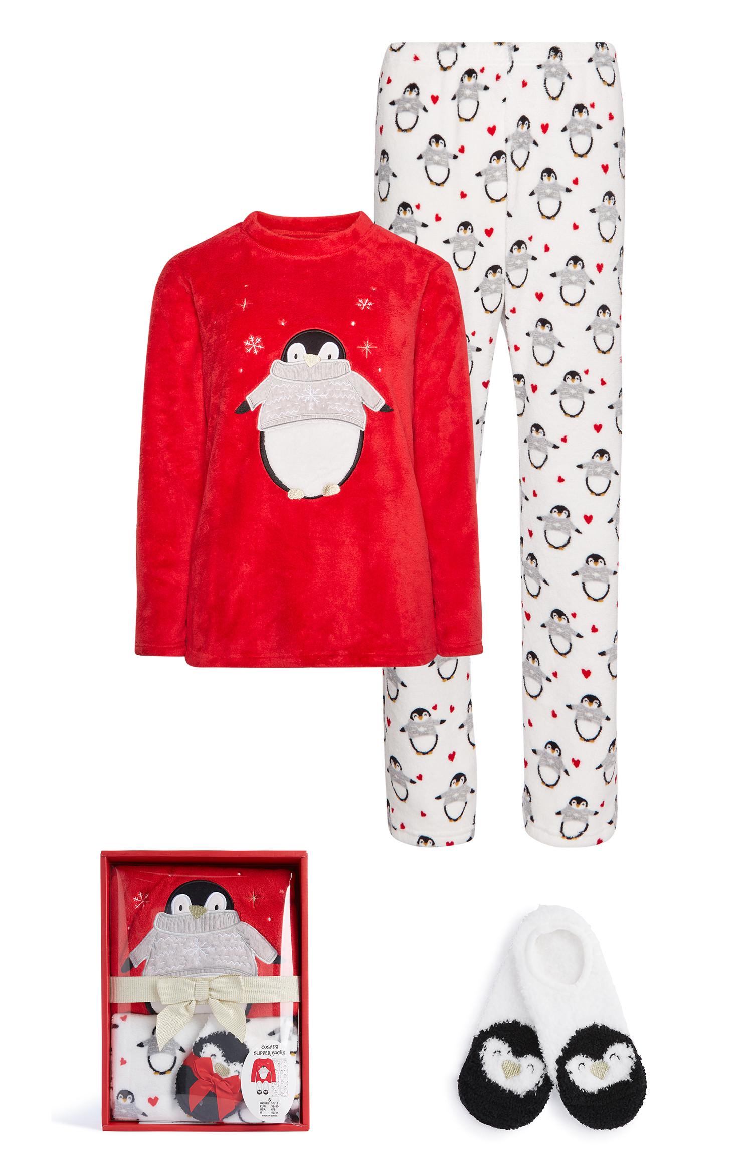 Caixa oferta tecido polar pinguim