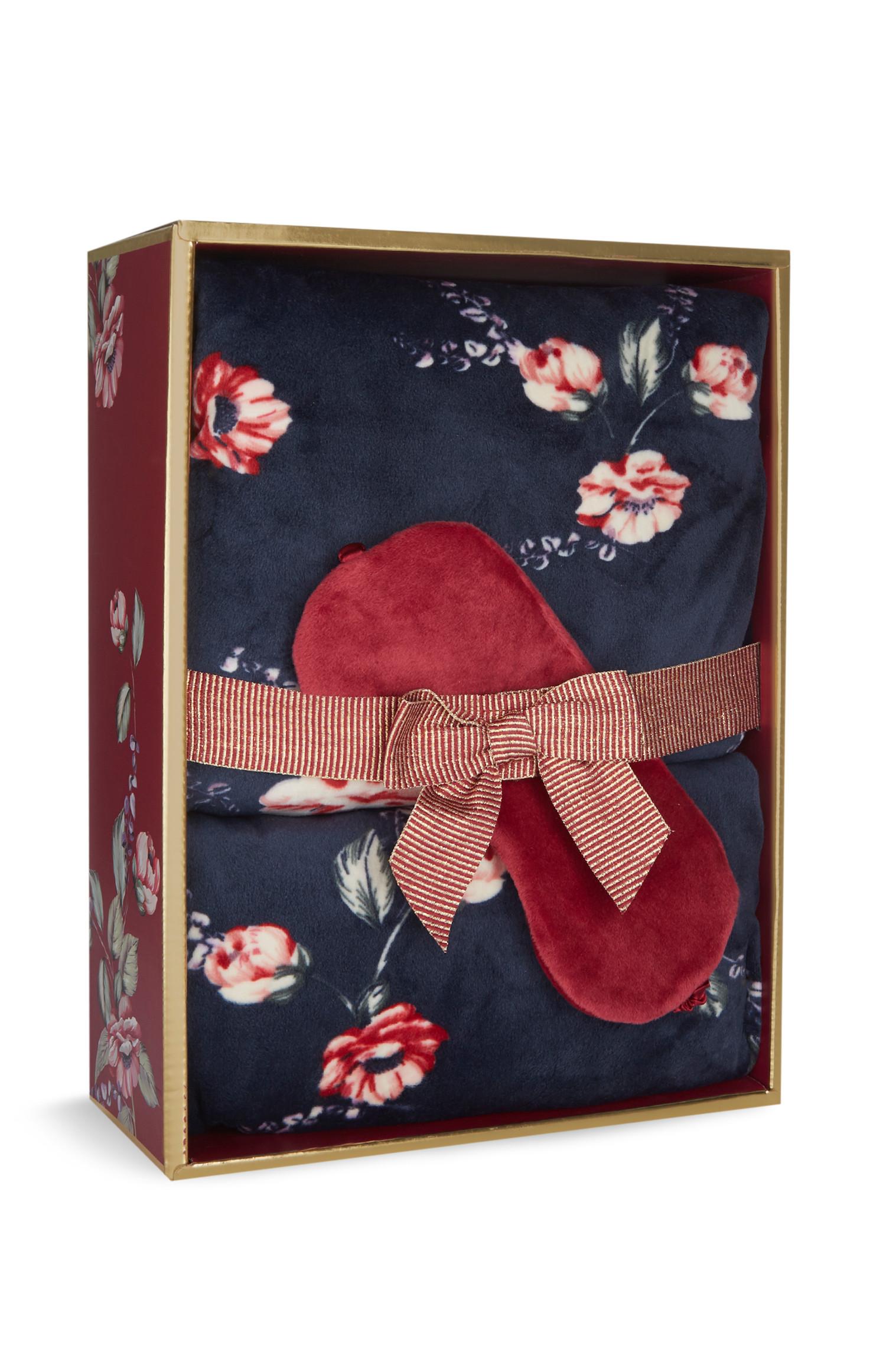 Caixa oferta pijama padrão floral azul-marinho