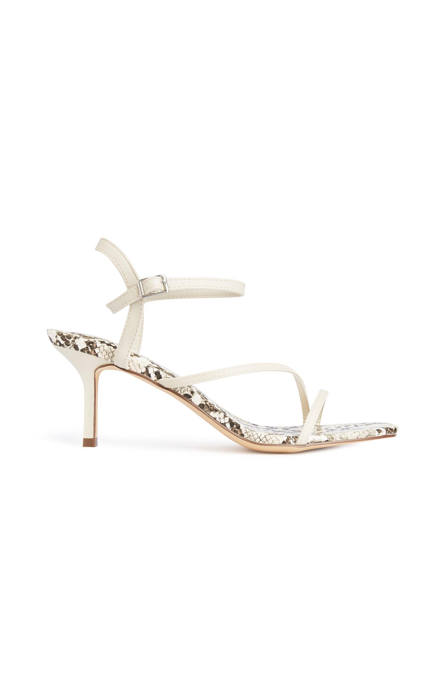 Sandálias tiras padrão cobra branco