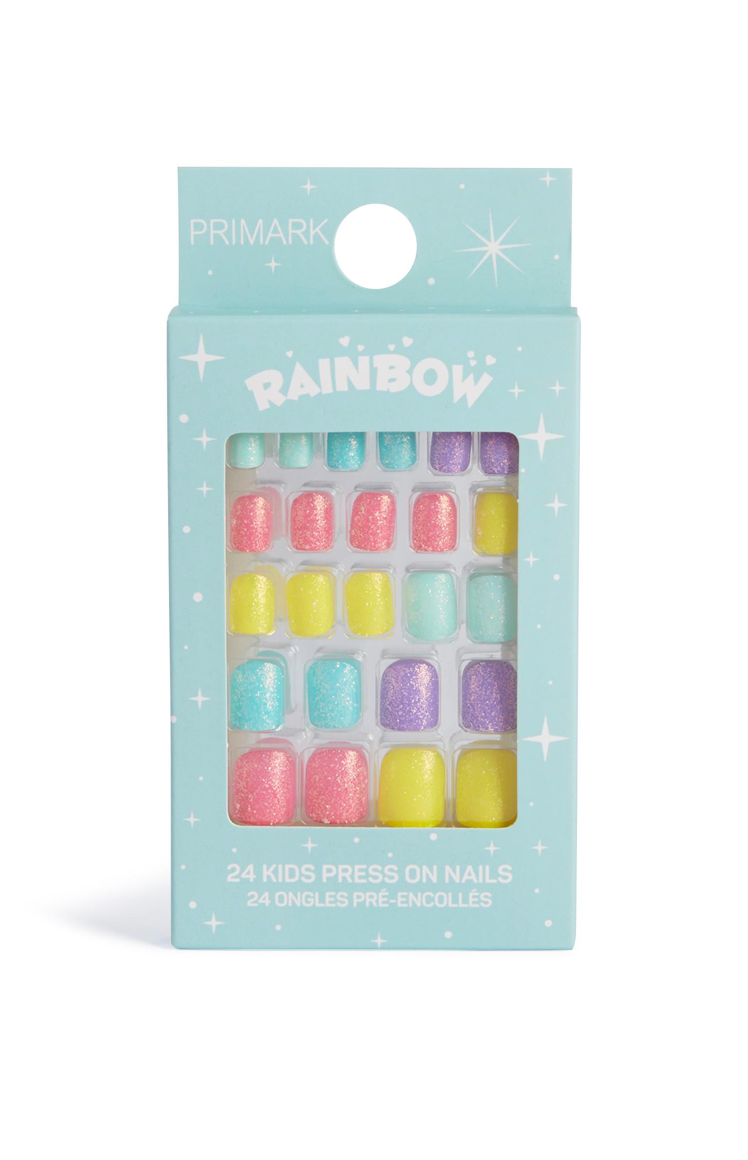 Uñas postizas Rainbow con purpurina
