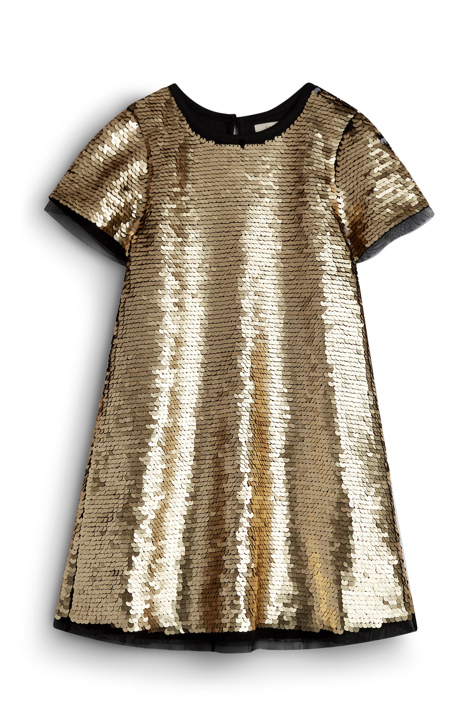 Vestido con lentejuelas doradas para niña pequeña