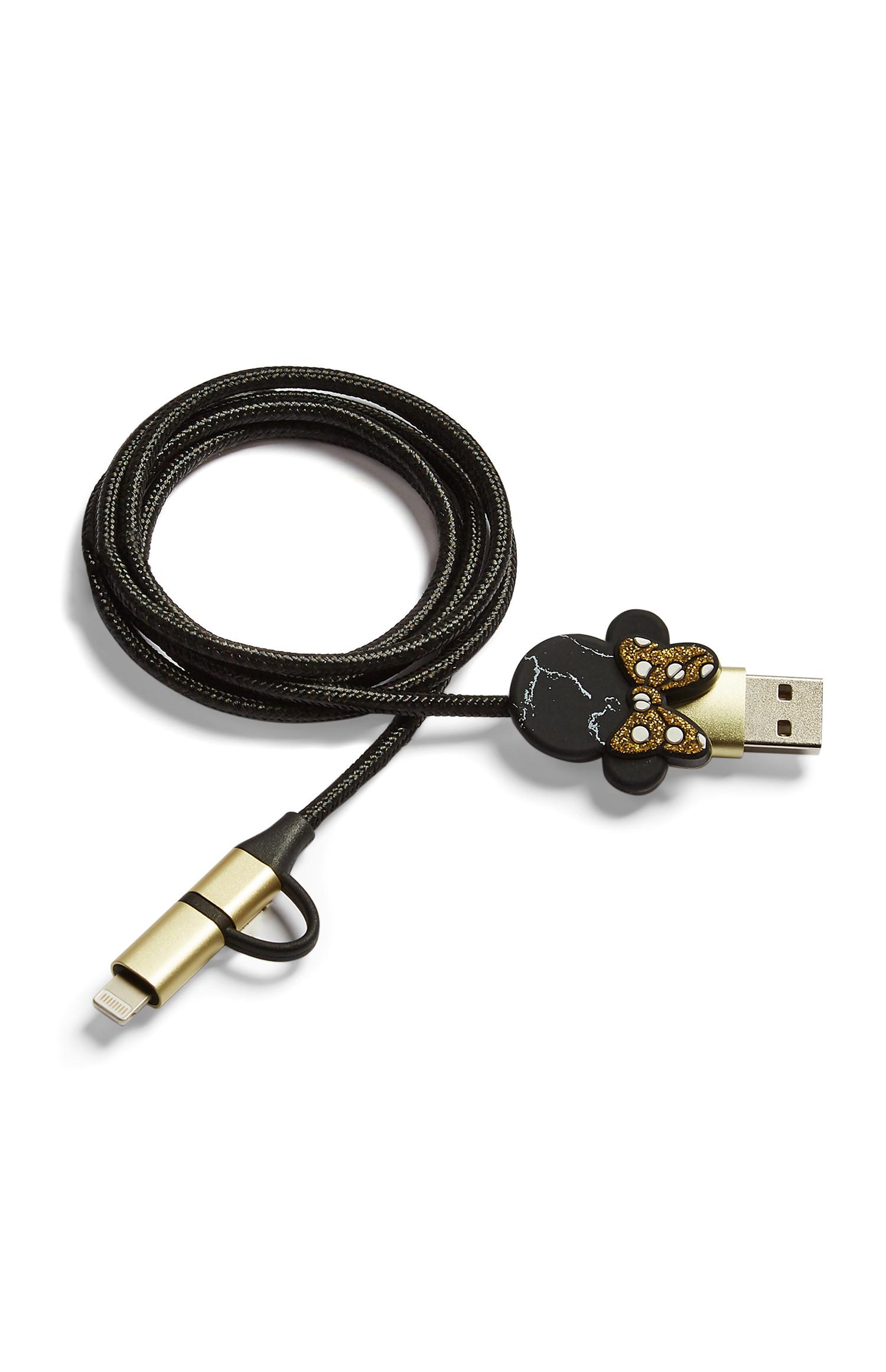 Črn polnilni USB-kabel Disney