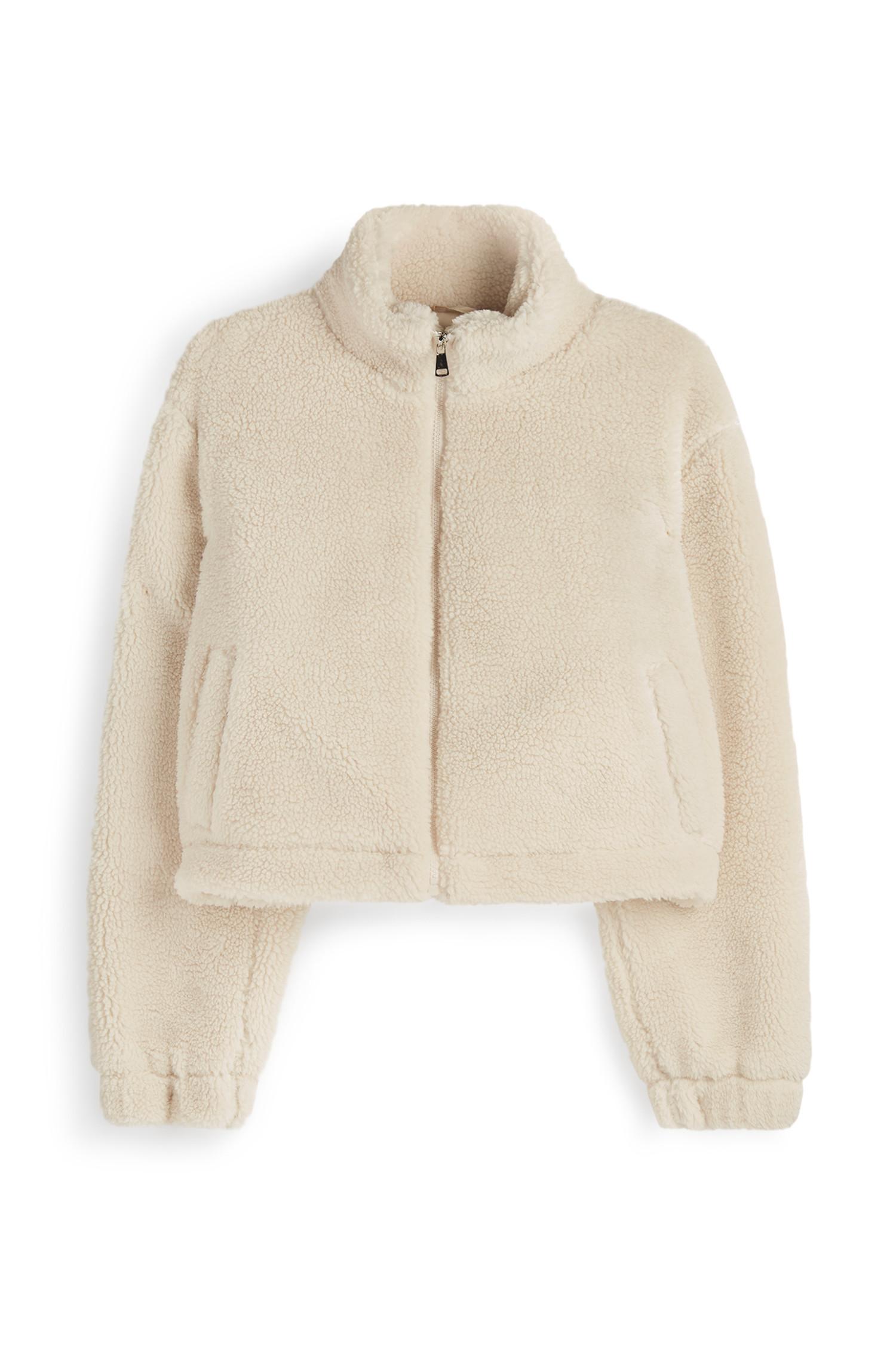 Casaco forrado curto creme