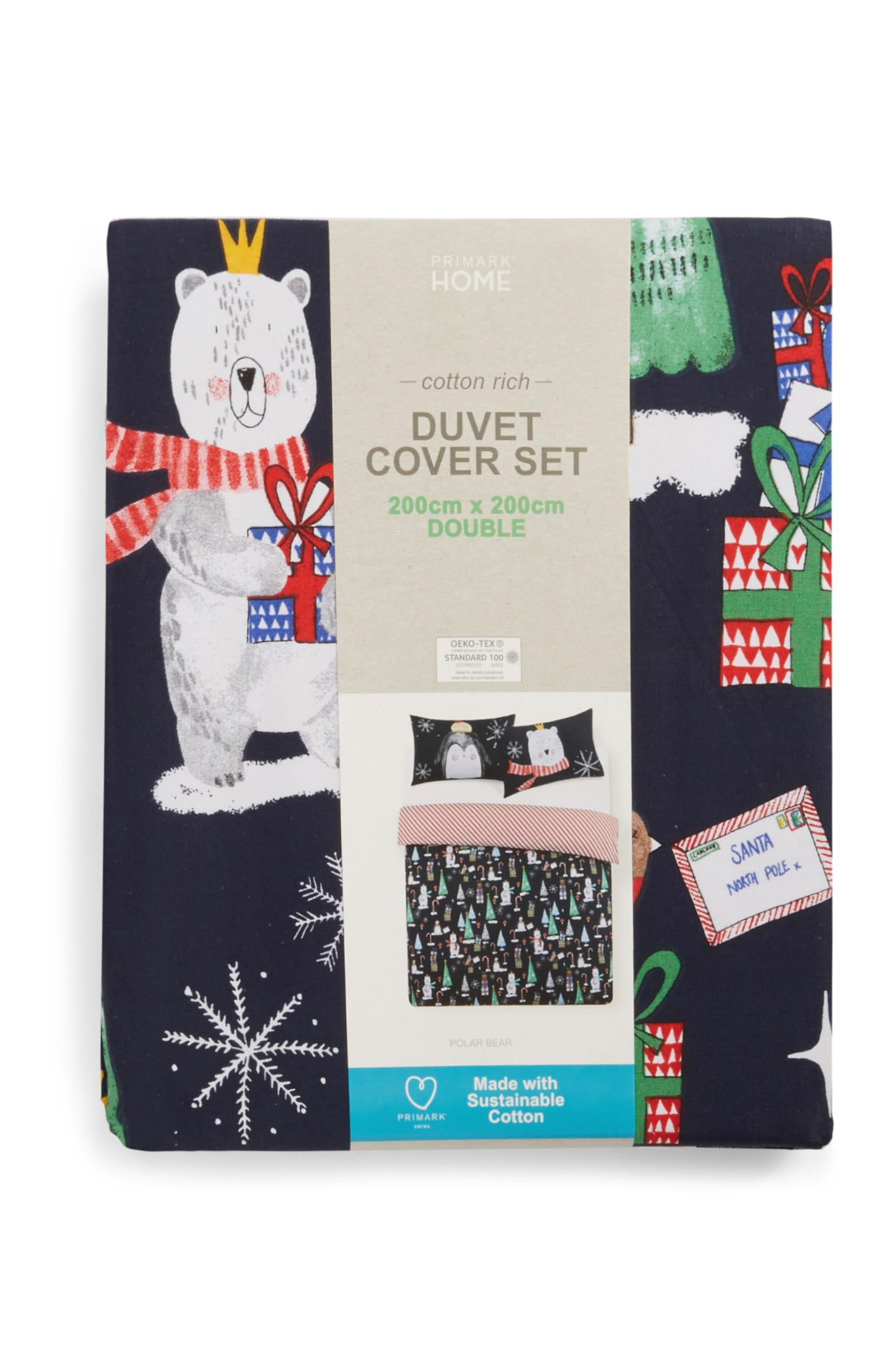 Set funda de edredón navideña para cama doble con oso polar