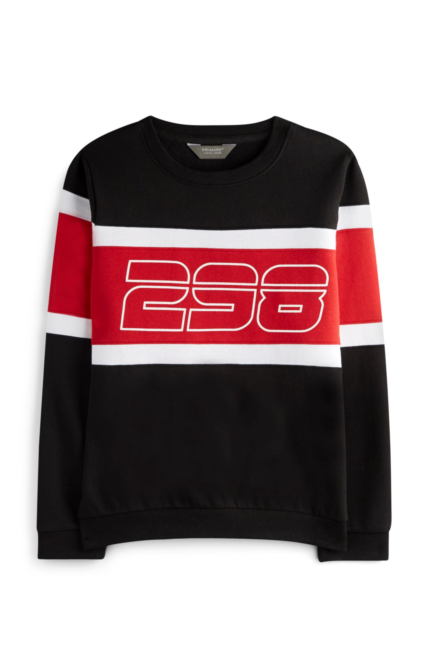 Rdeče-črn pulover s kapuco 298 za starejše fante