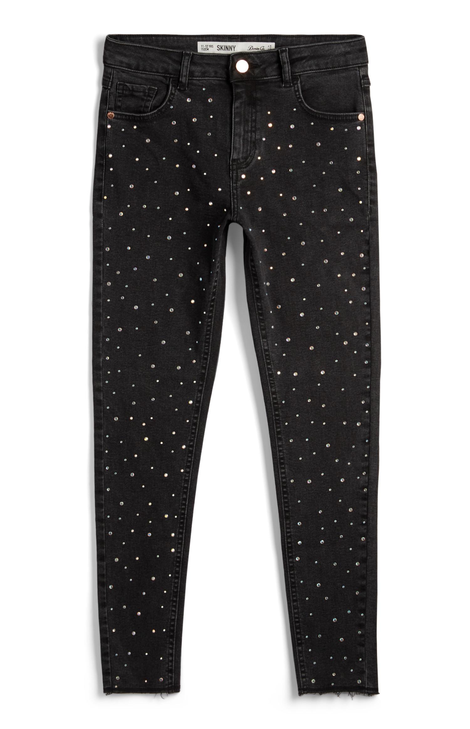 Vaquero gris con diamantes para niña mayor