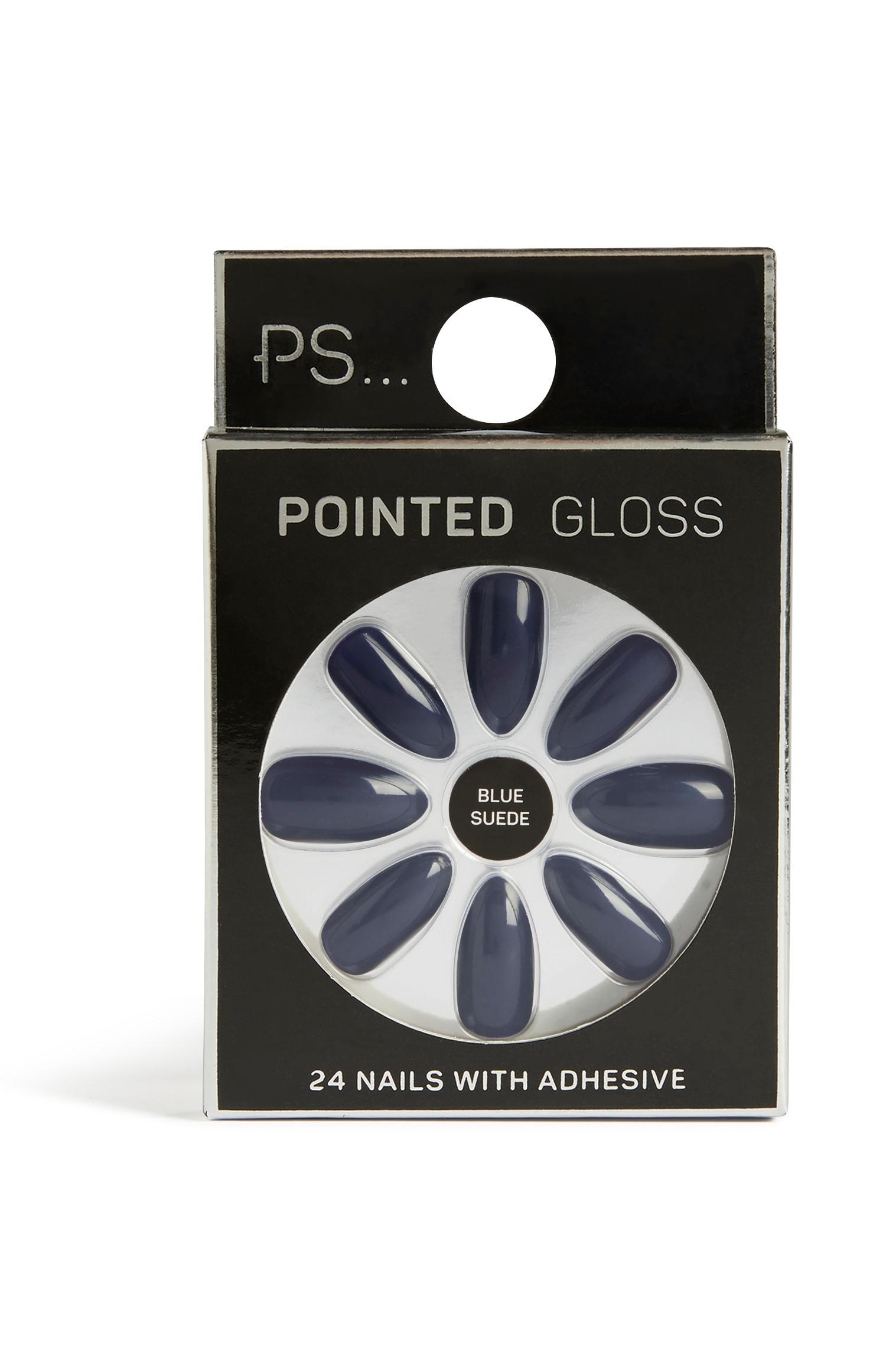 Koničasti bleščeči nohti Blue Suede