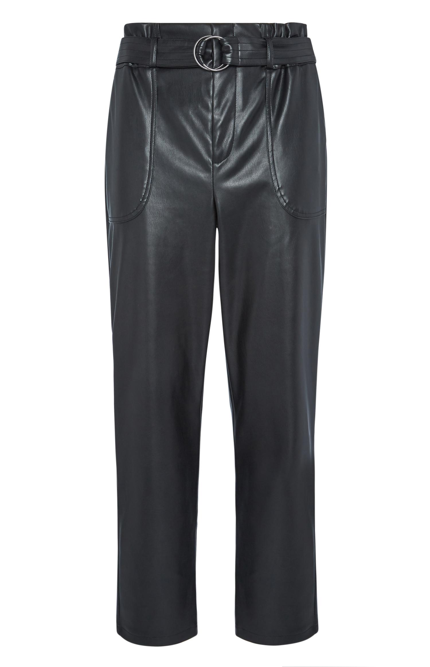 Calças efeito pele preto