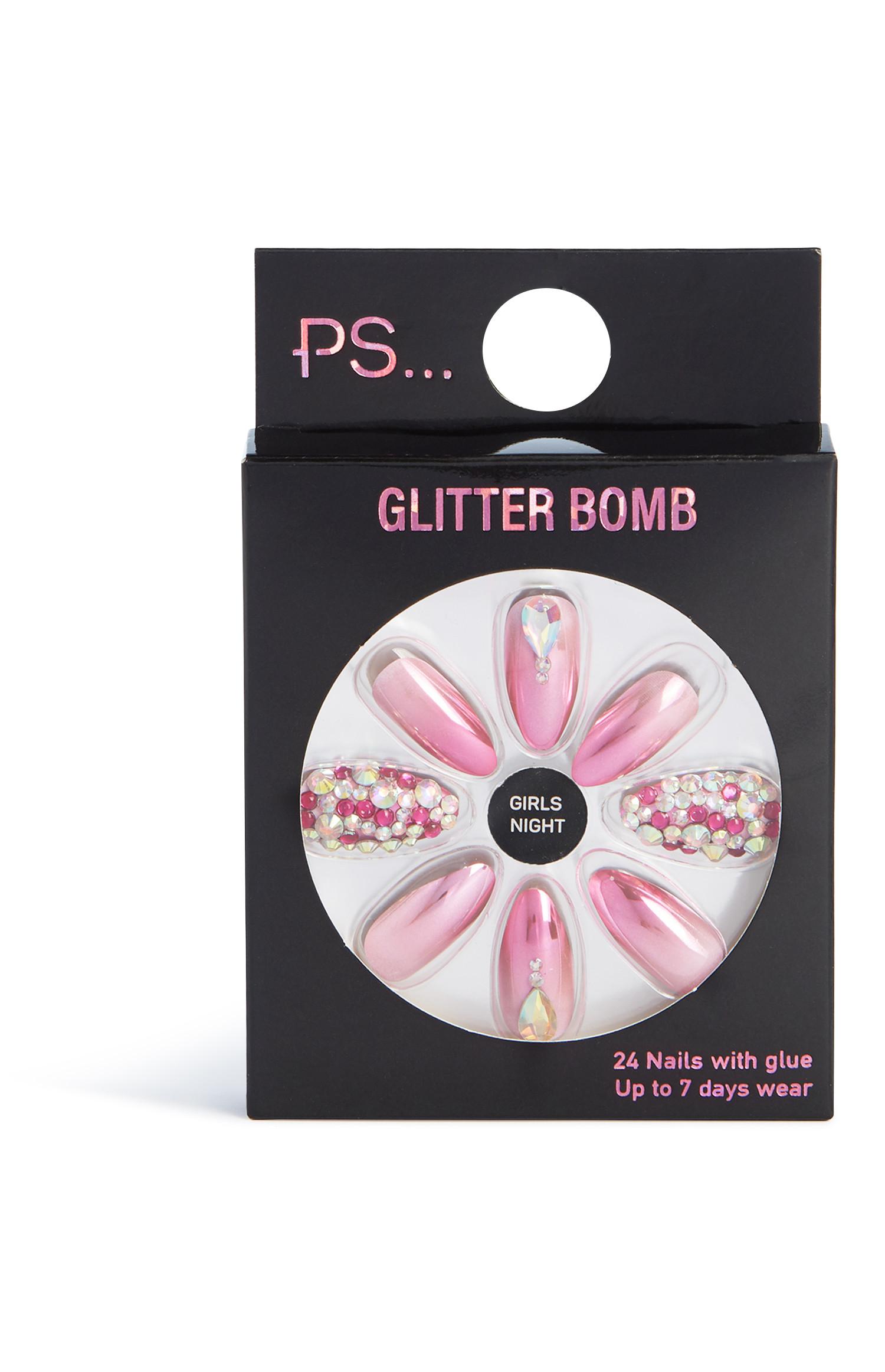 Uñas rosa metalizado de Glitter Bomb