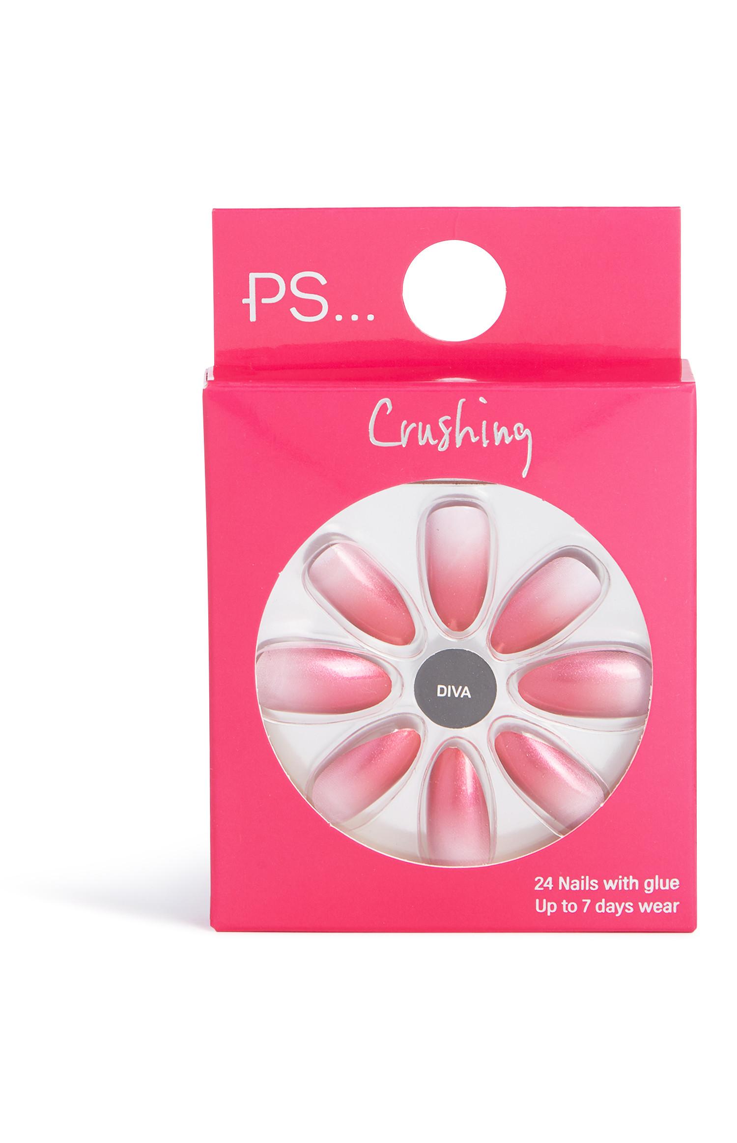 Uñas postizas con degradado metálico rosa