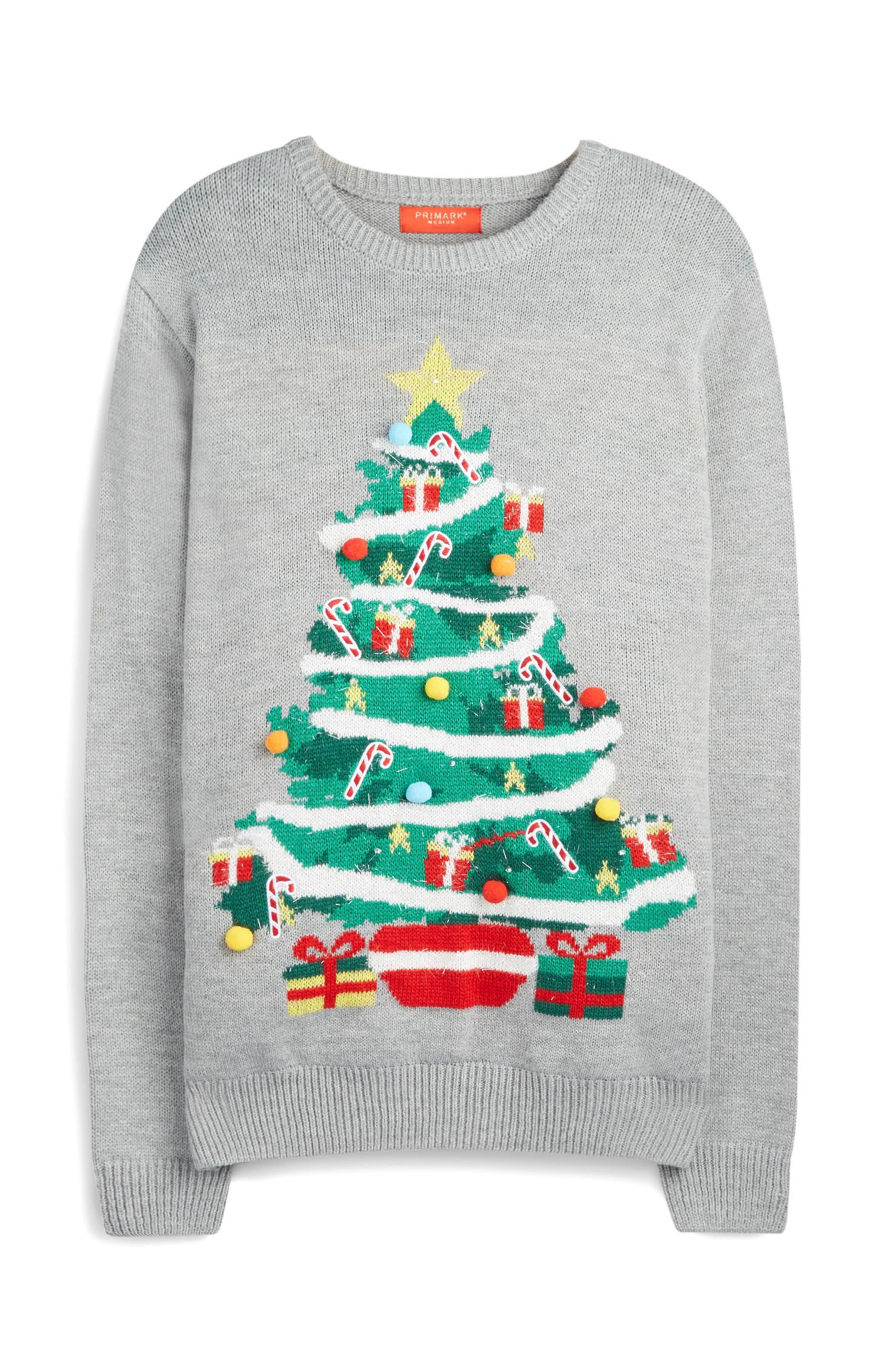 Camisola árvore Natal luzes cinzento