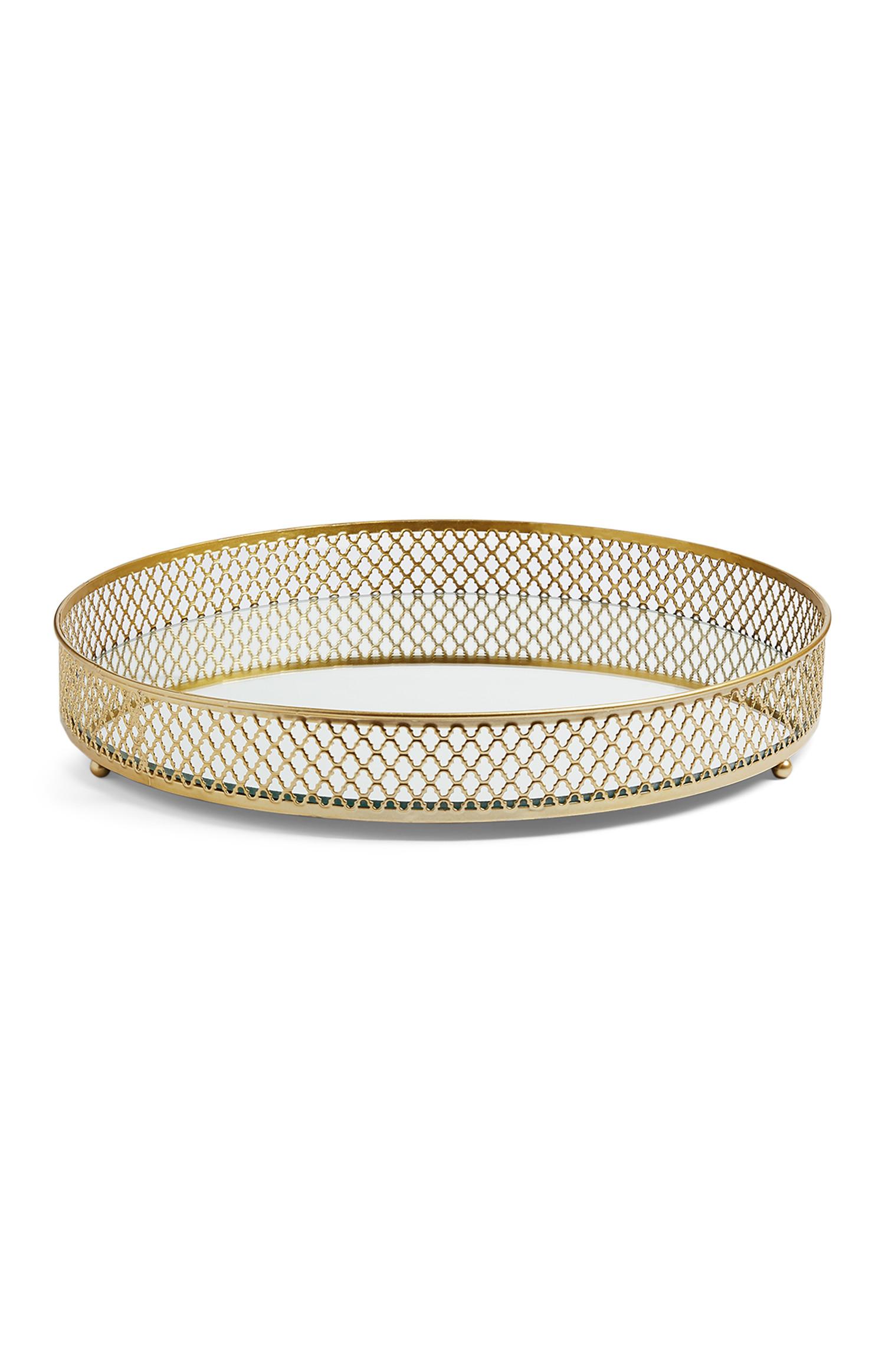 Bandeja dorada de espejo