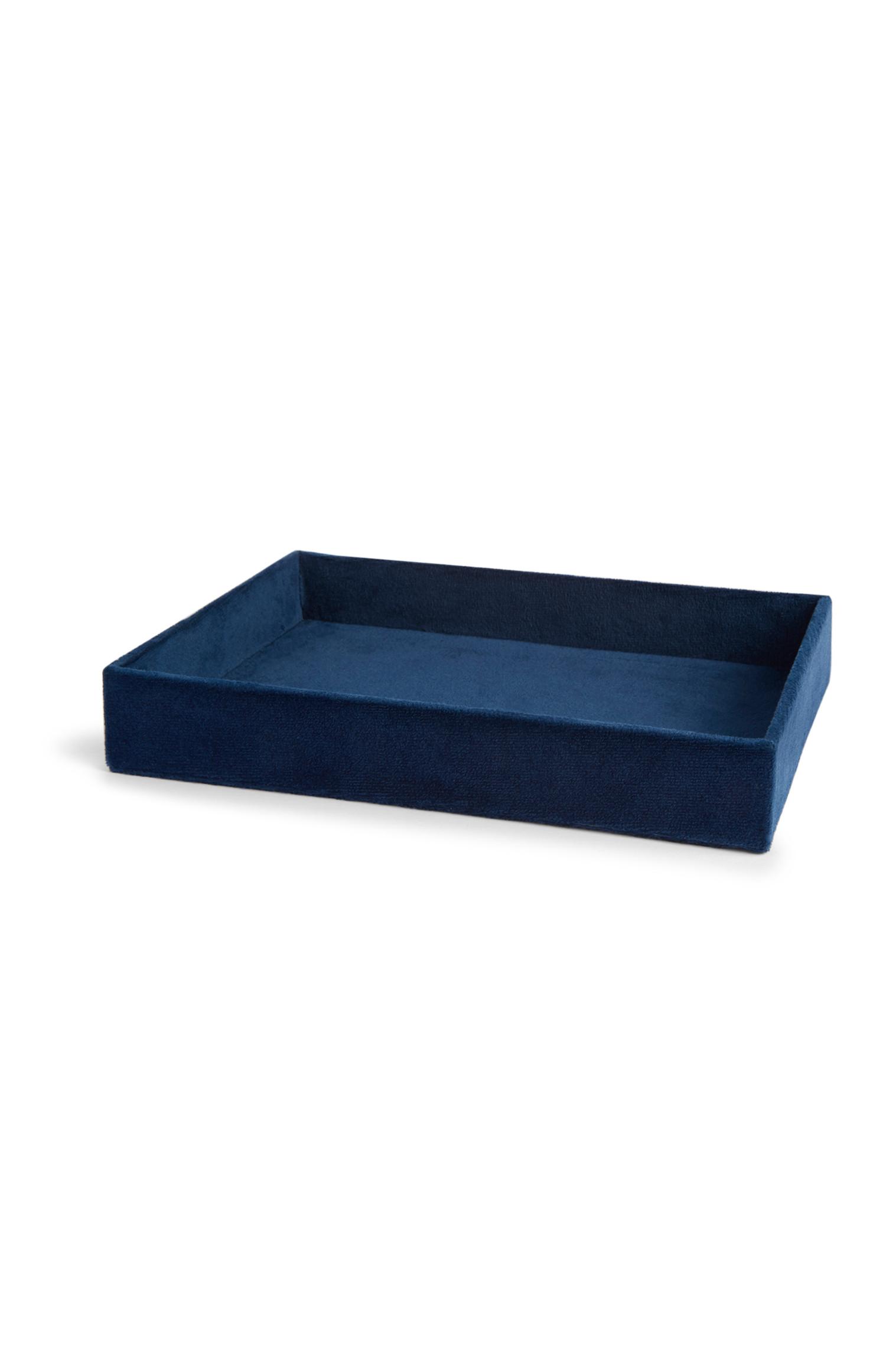 Bandeja decorativa de terciopelo azul marino