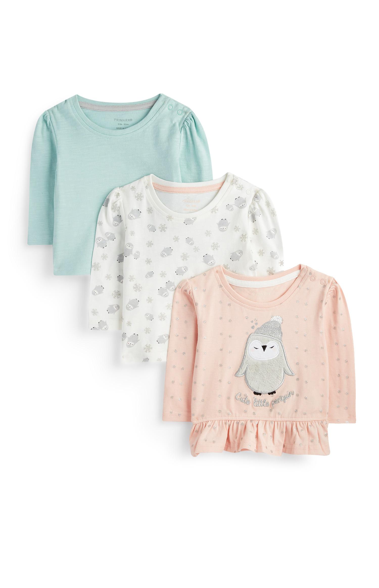 Dekliška majica s pingvini za dojenčke, 3 kosi