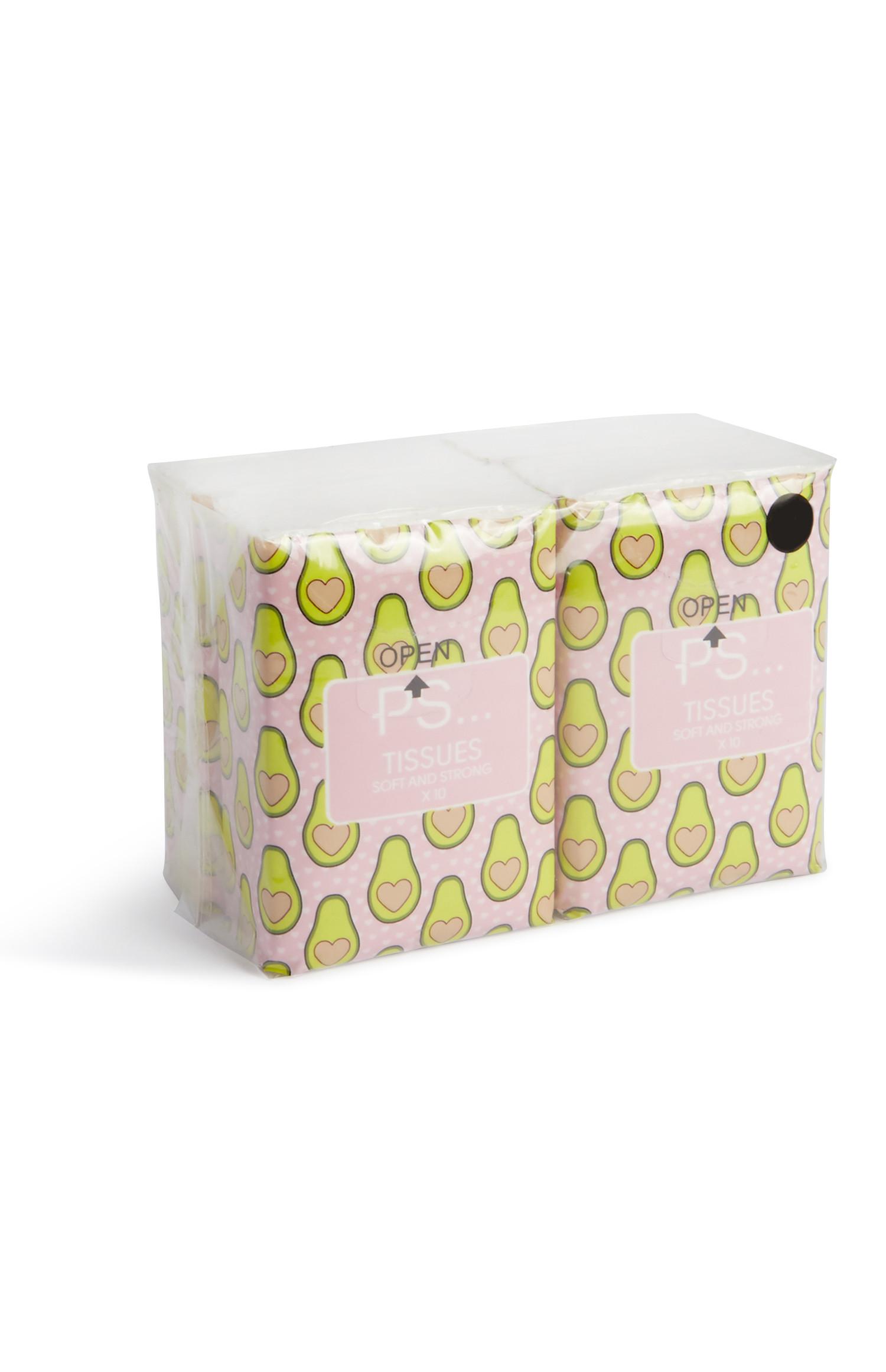 Juego de 4 paquetes de pañuelos con aguacates estampados