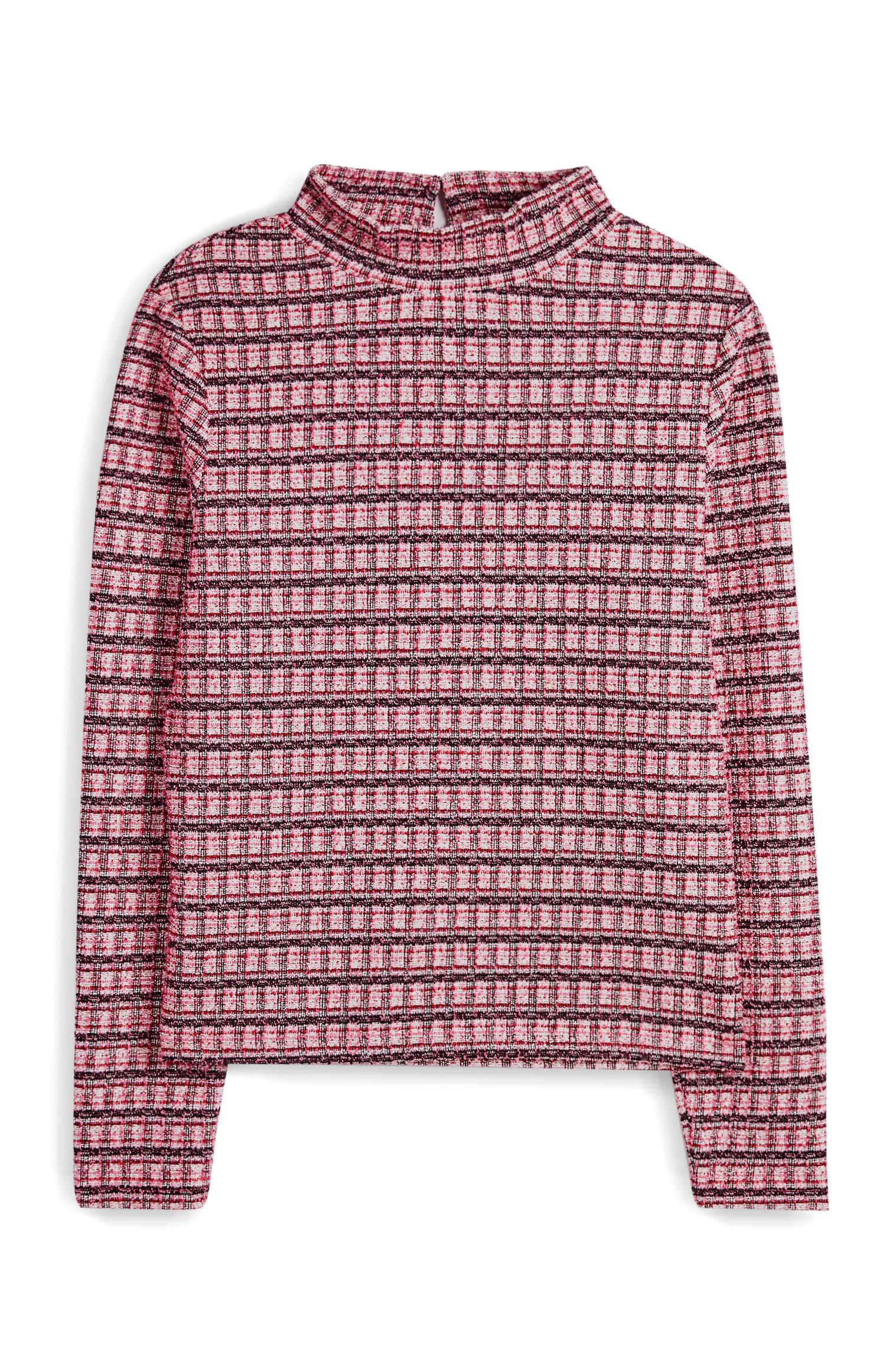 T-shirt justa malha bouclé cor-de-rosa