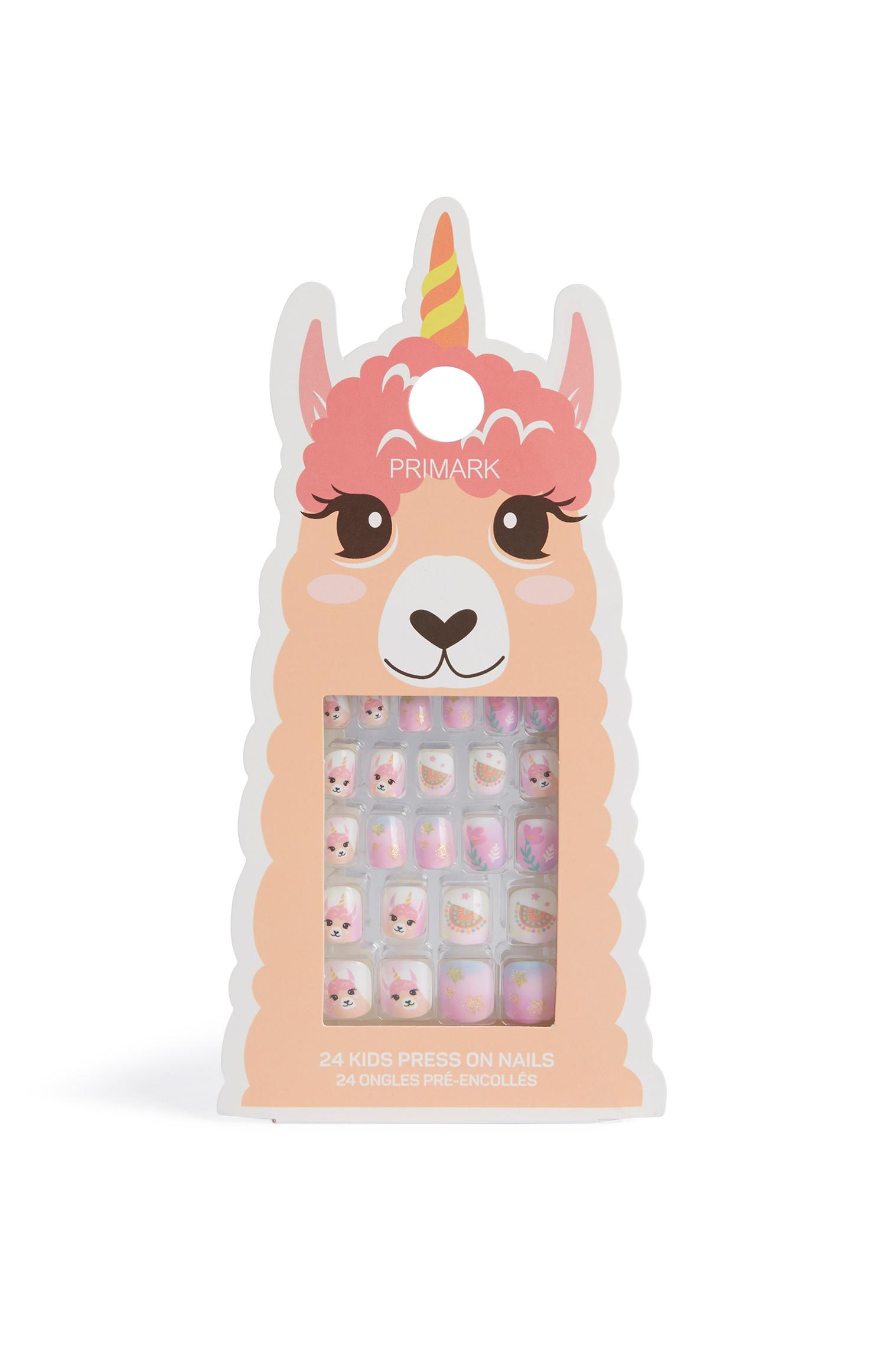 Uñas postizas con estampado Llama