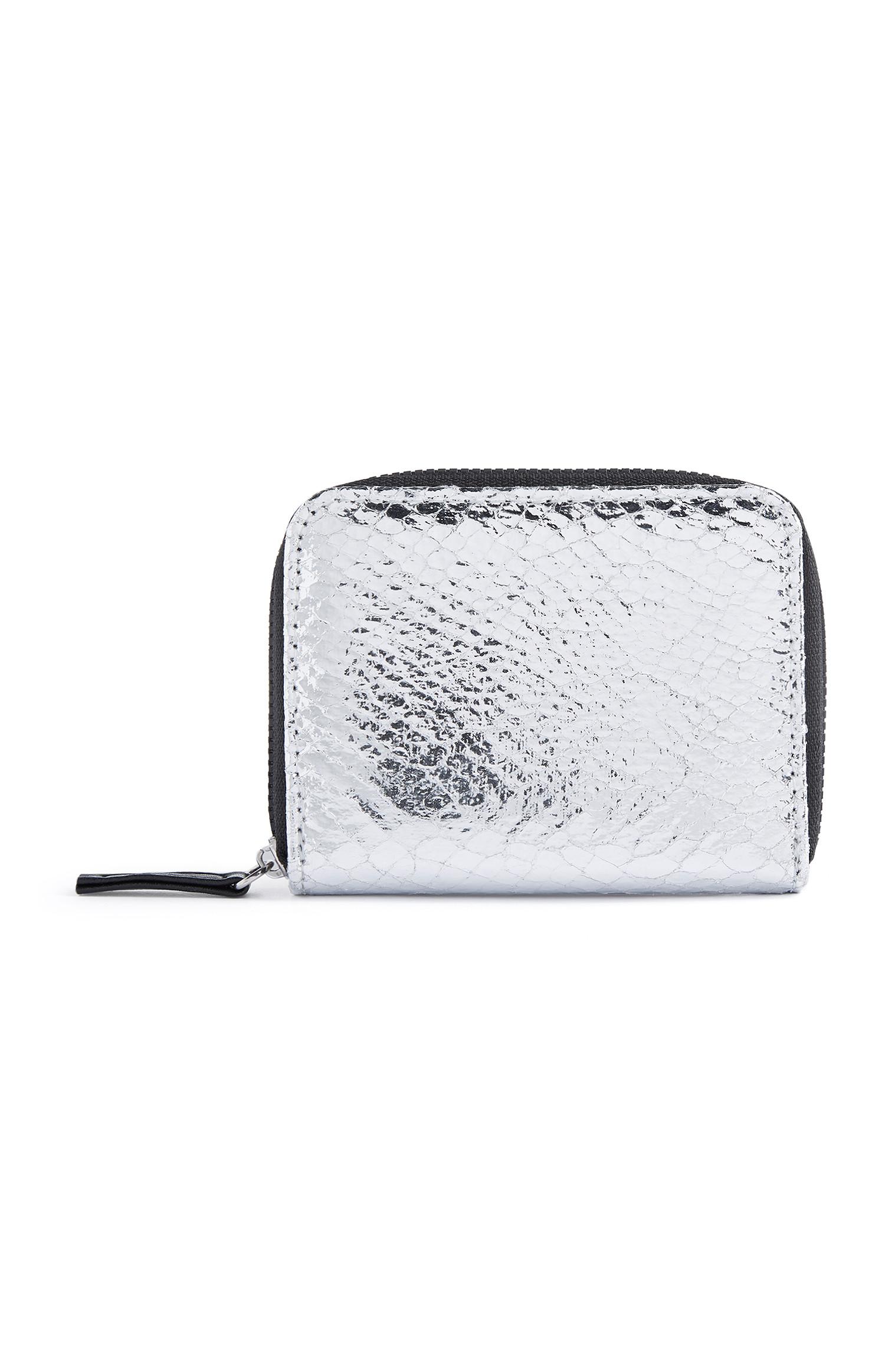 Bolsa porta-moedas estampado cobra prateado