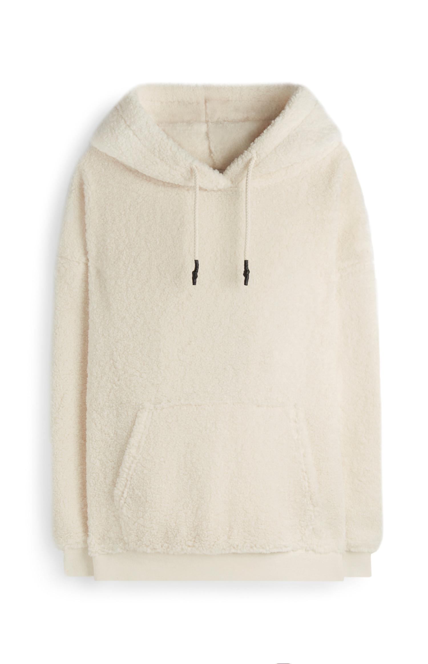 Camisola capuz forrada creme