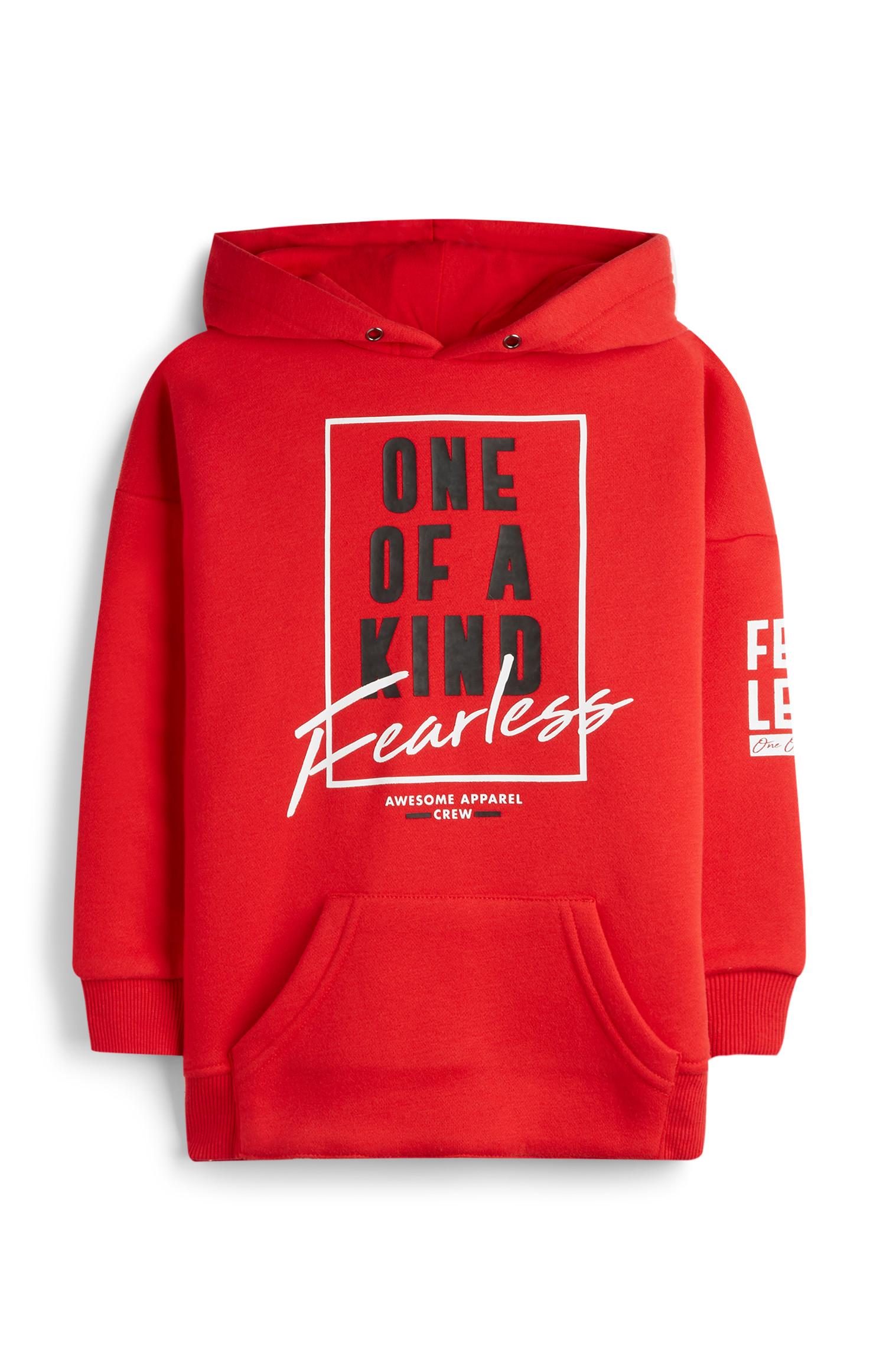 Rdeč pulover s kapuco One Of A Kind za mlajše fante