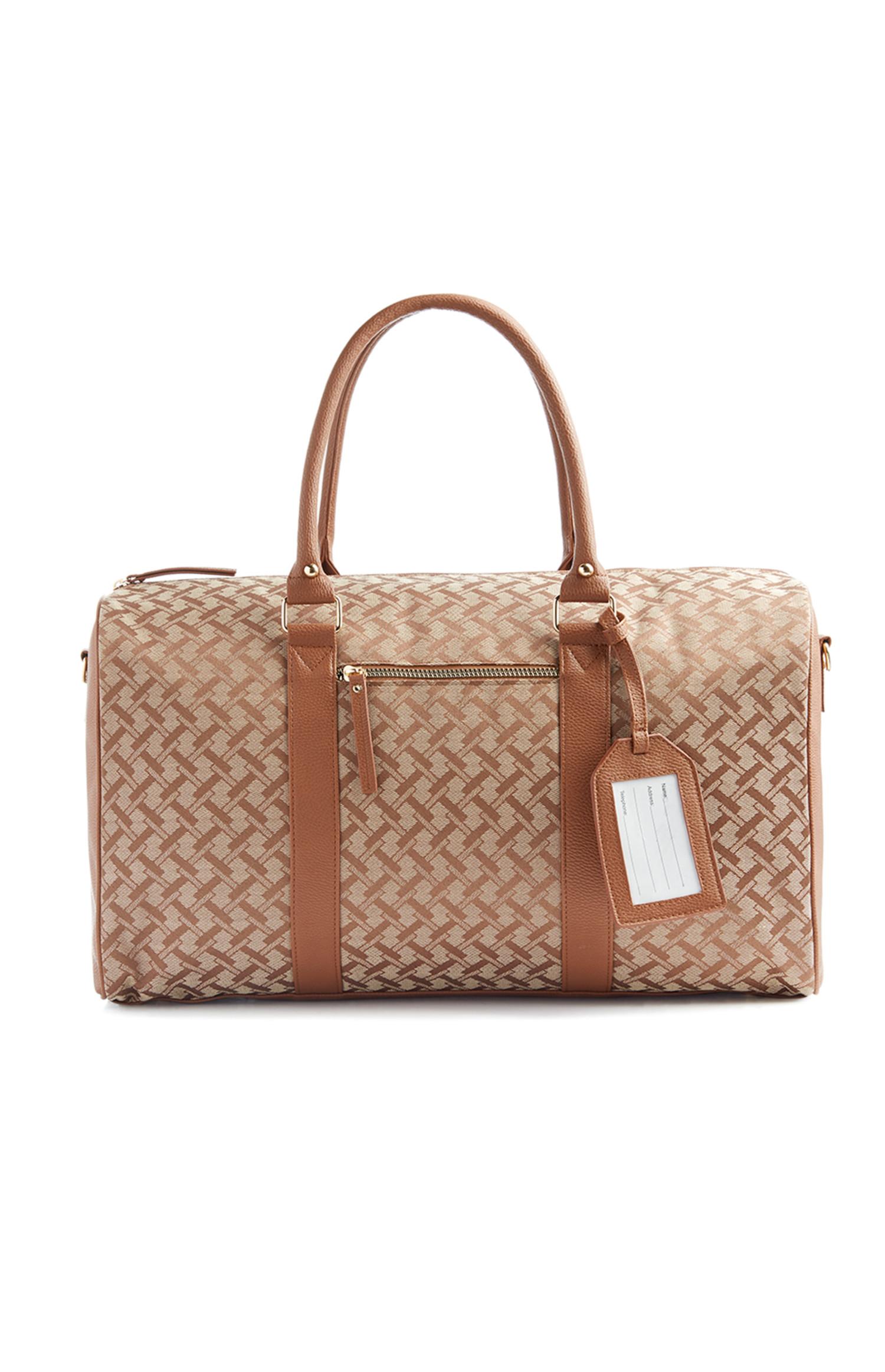 Mala fim de semana padrão azulejo caramelo