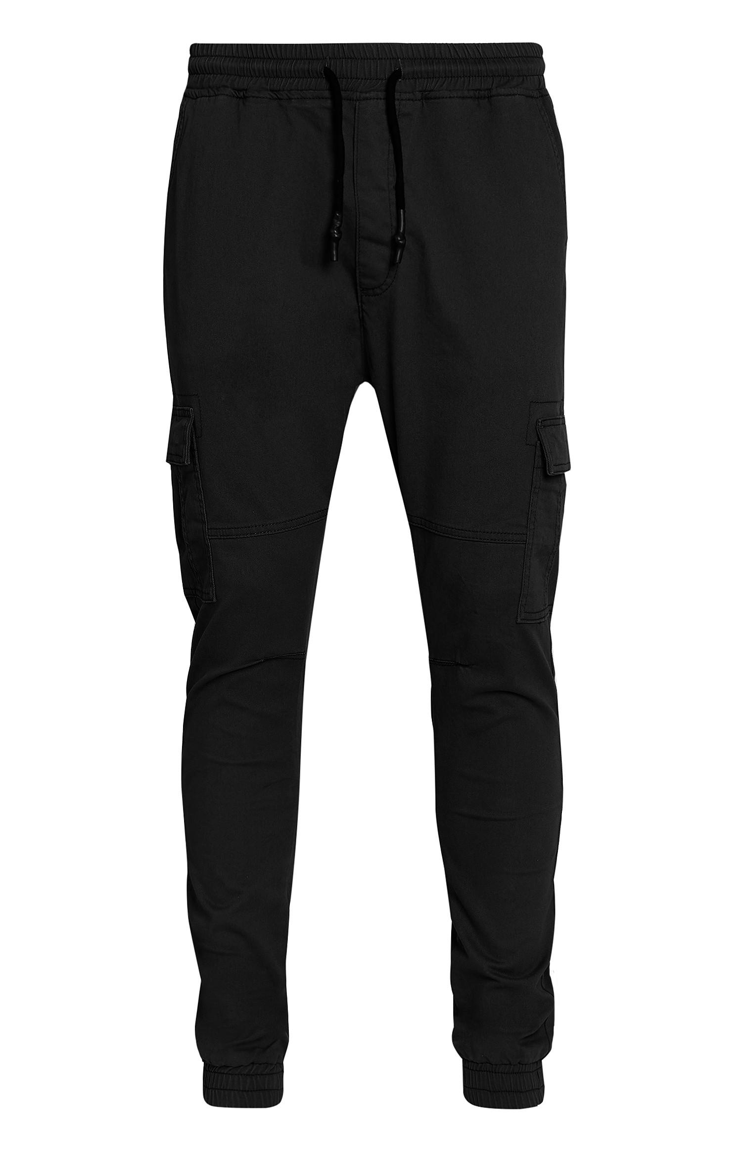 mens black cargo trousers uk