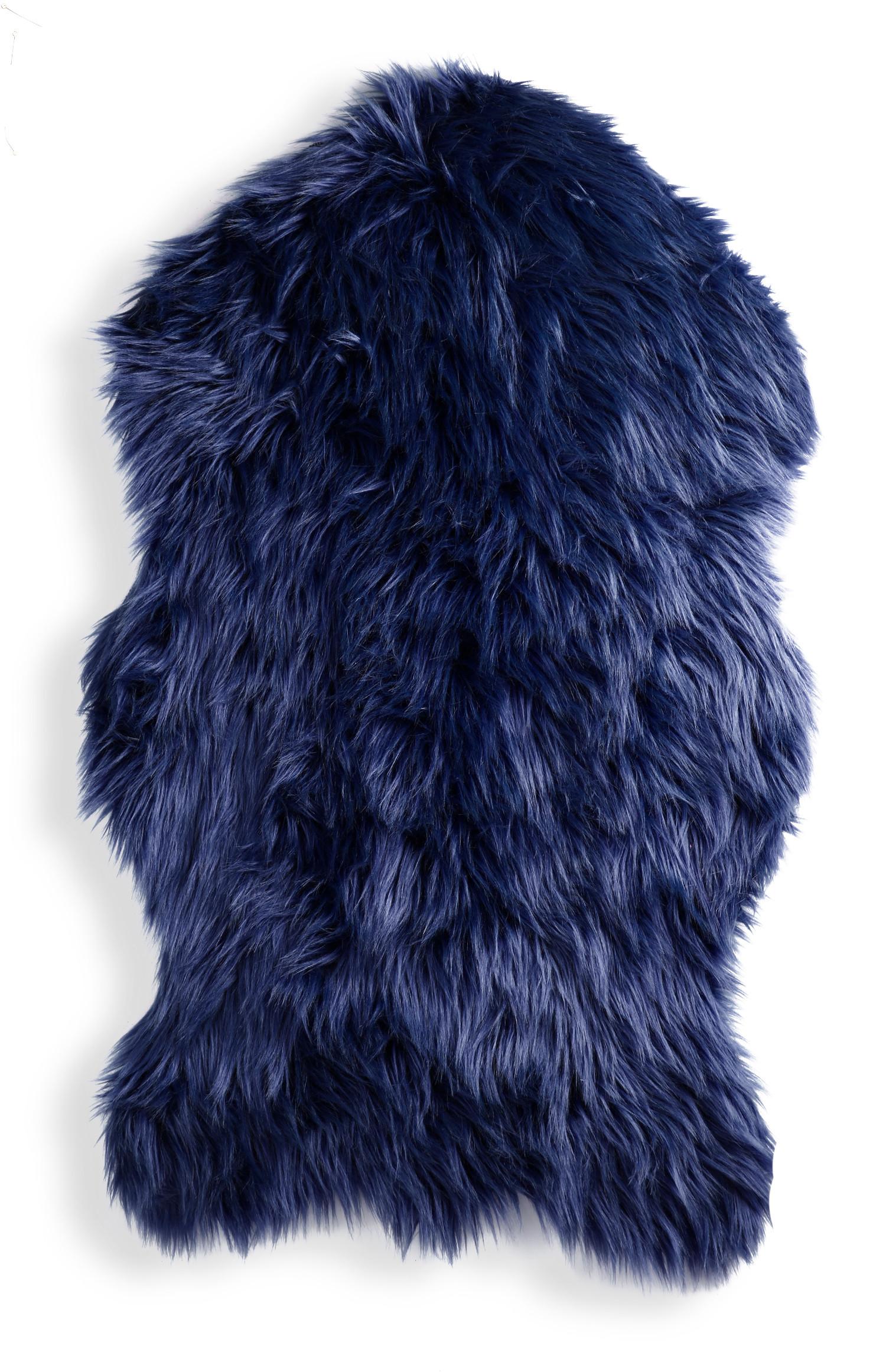 Manta de piel de cordero sintética azul