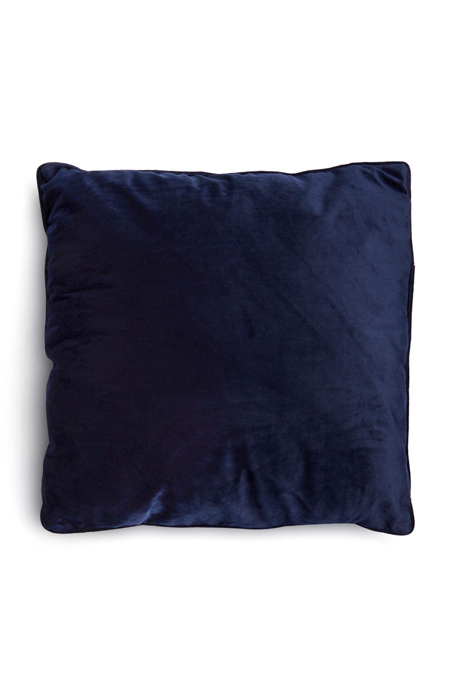 Cojín cuadrado de terciopelo azul con forro de tubo