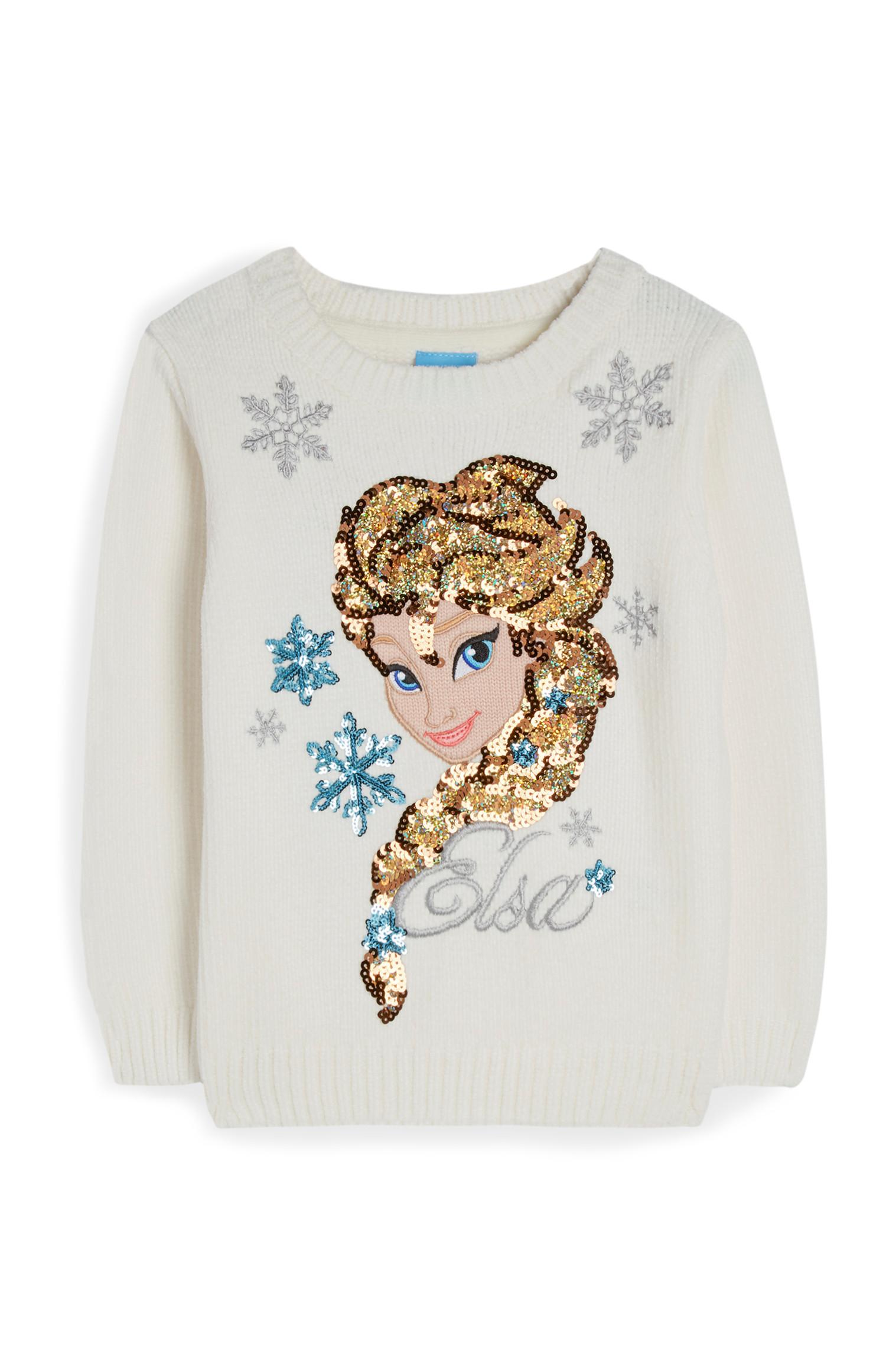 Jersey de punto con lentejuelas y Elsa de Frozen para niña pequeña