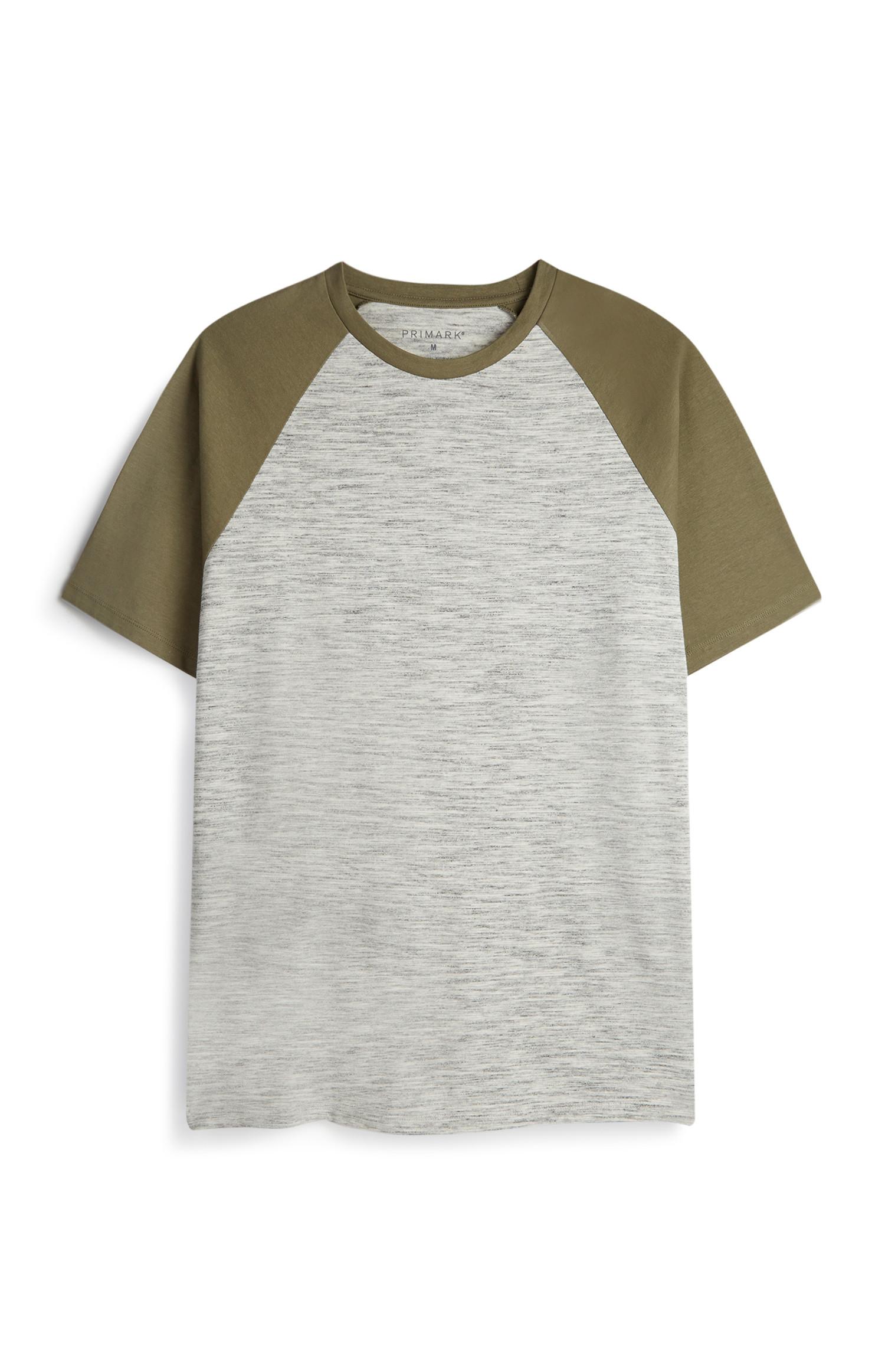 T-shirt mangas raglã caqui