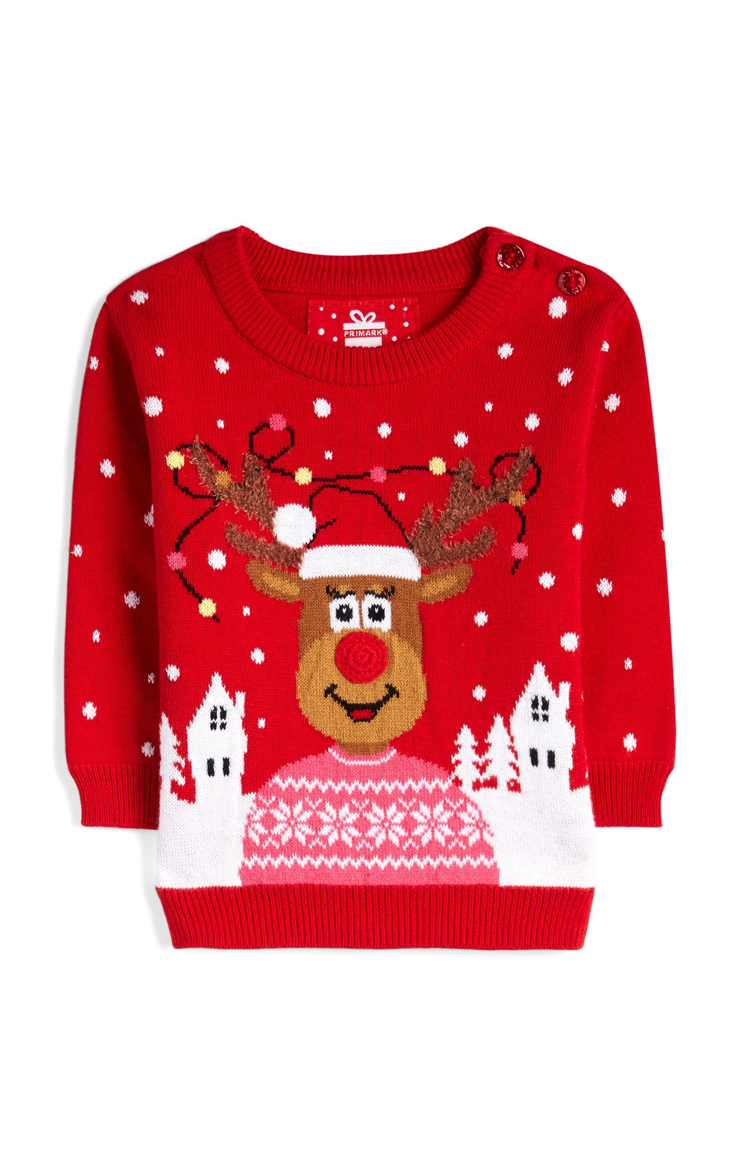 Camisola Natal malha menina bebé vermelho