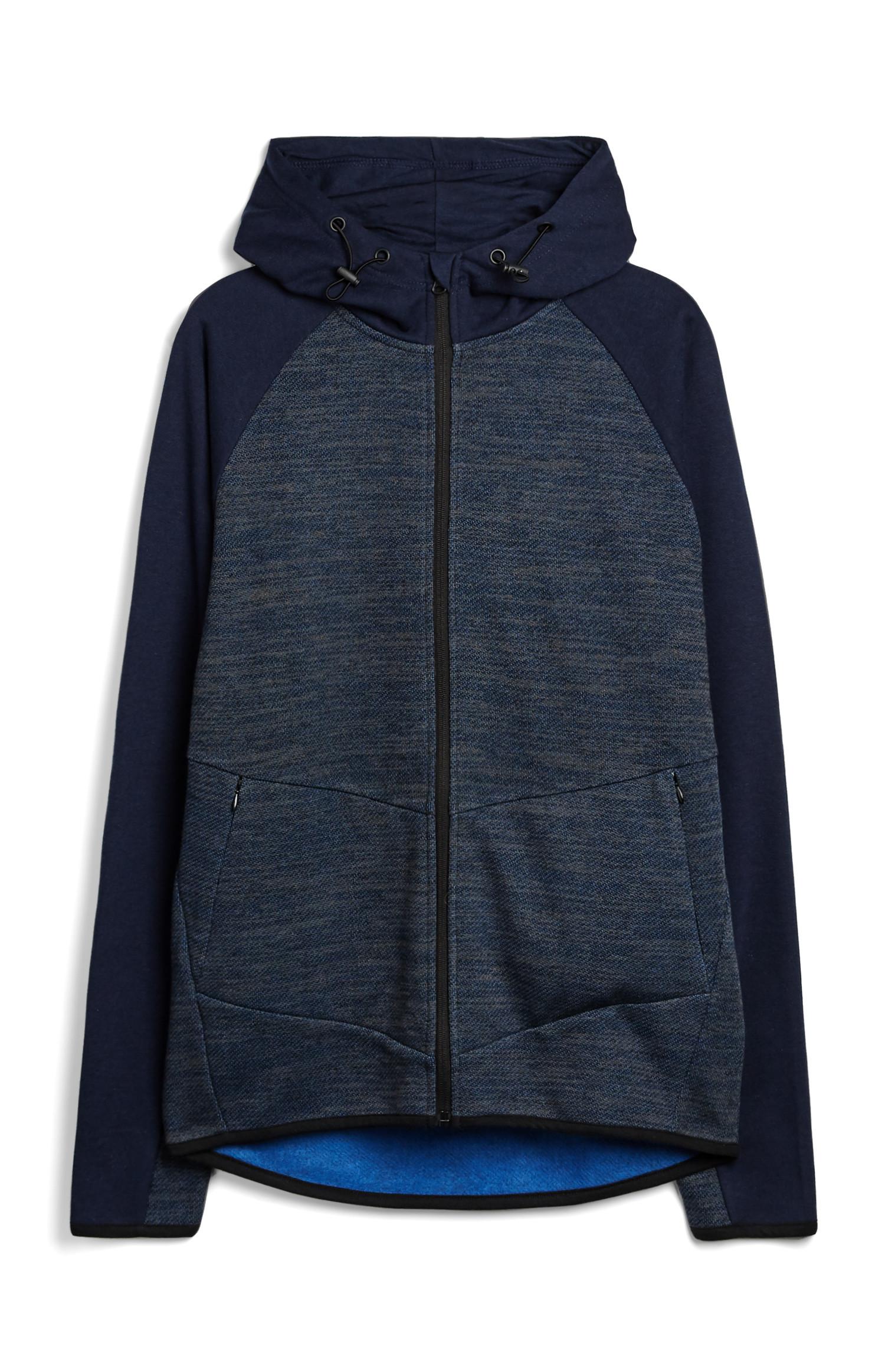 Camisola capuz texturada azul-marinho